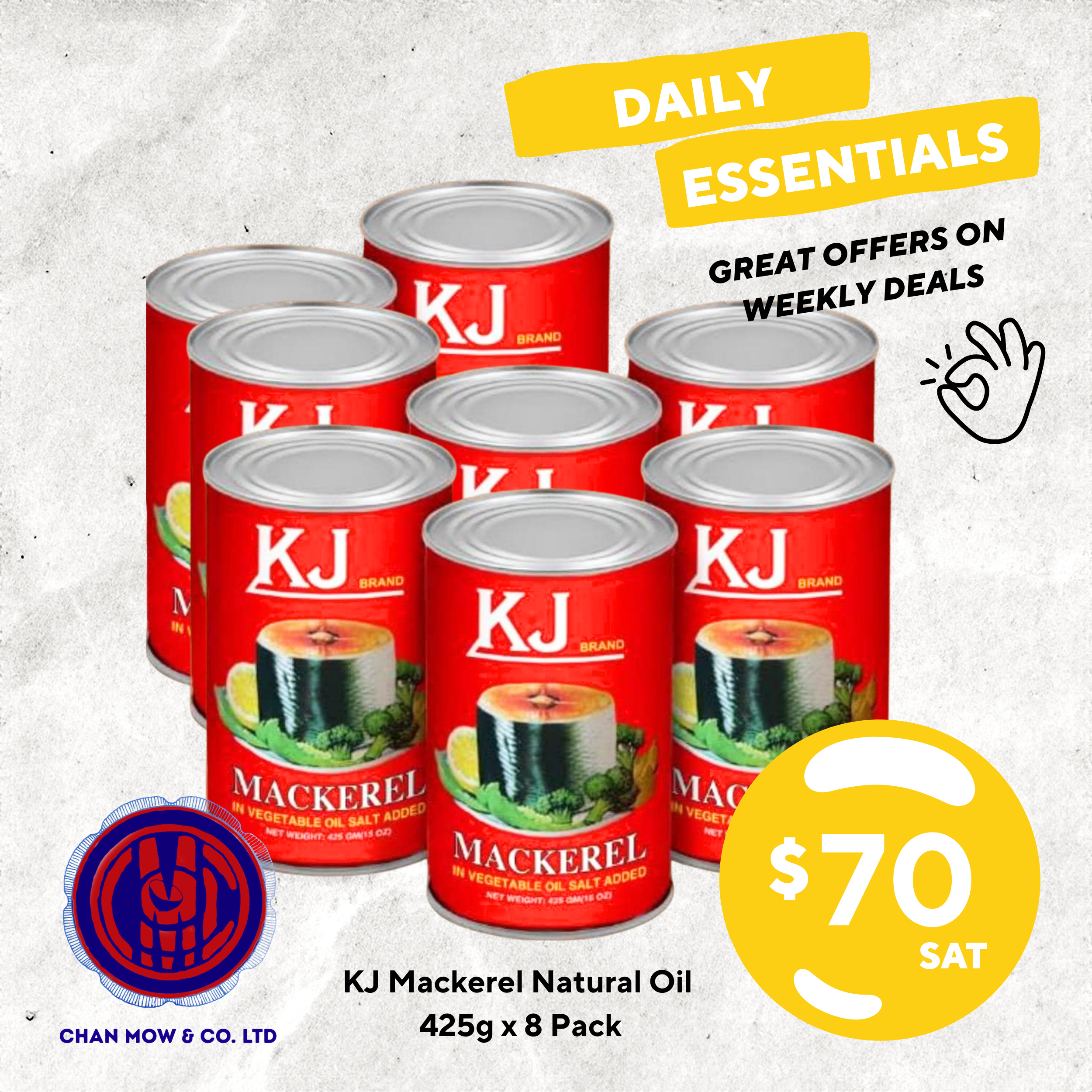 KJ Mackeral Natural Oil 425g x 8 CTN