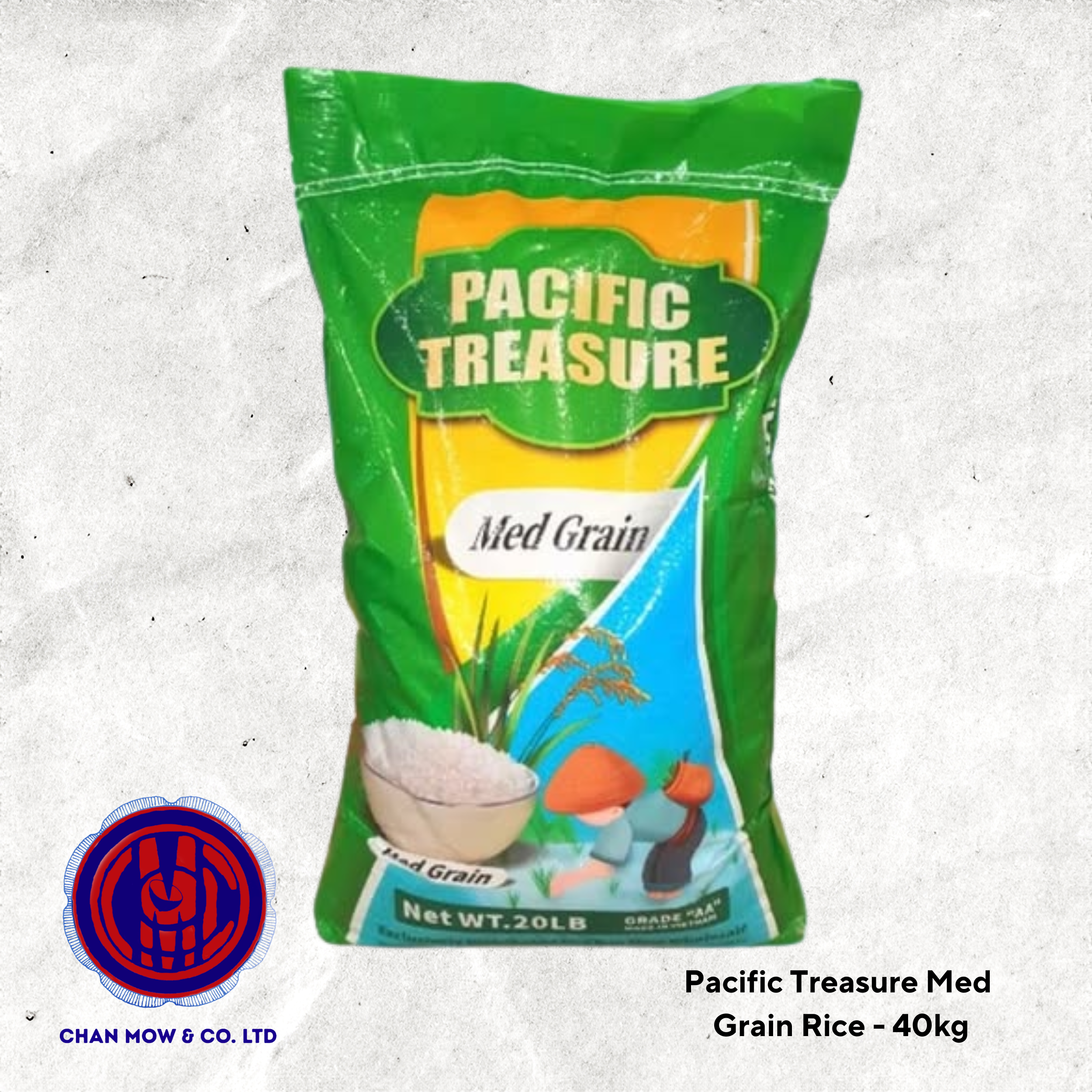 Pacific Treasure Medium Grain Rice 40Lb Bag