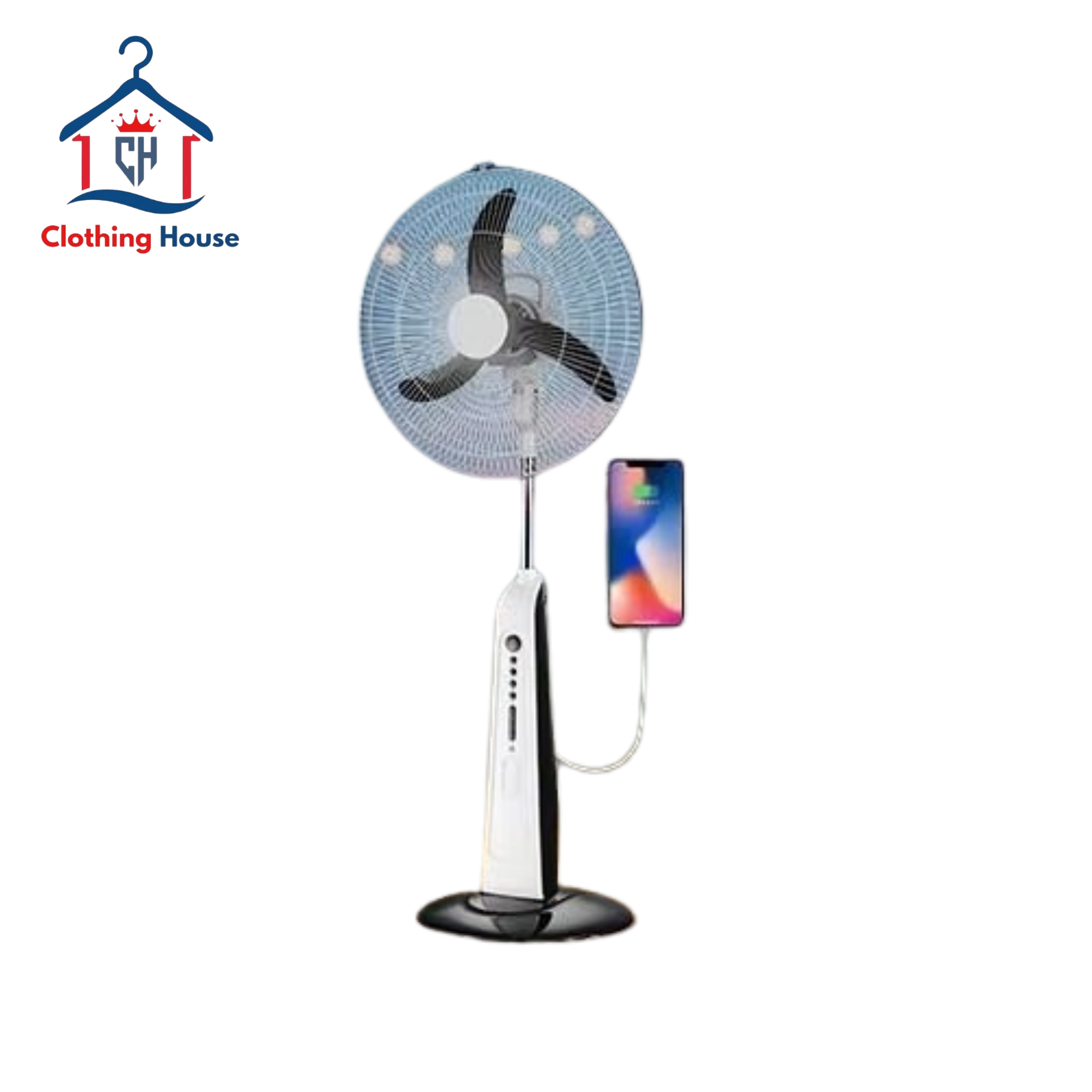 18″ Rechargeable Standing Fan (LED & Remote)