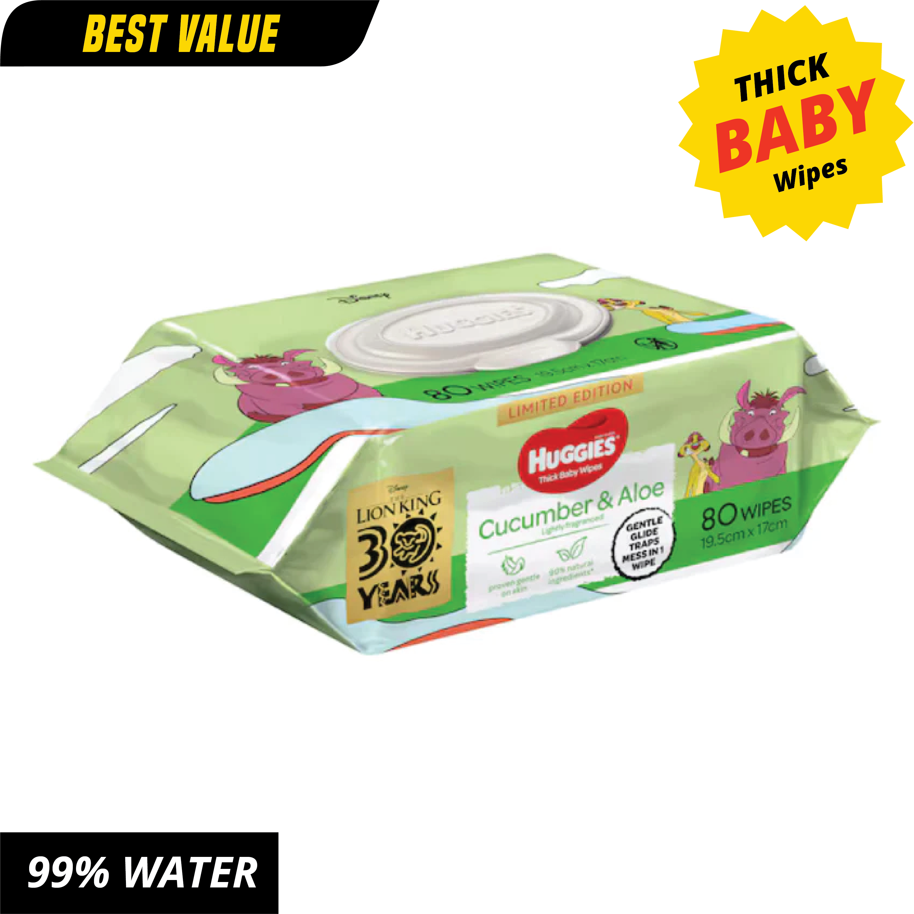 Huggies Cucumber & Aloe Wipes 80 Pack