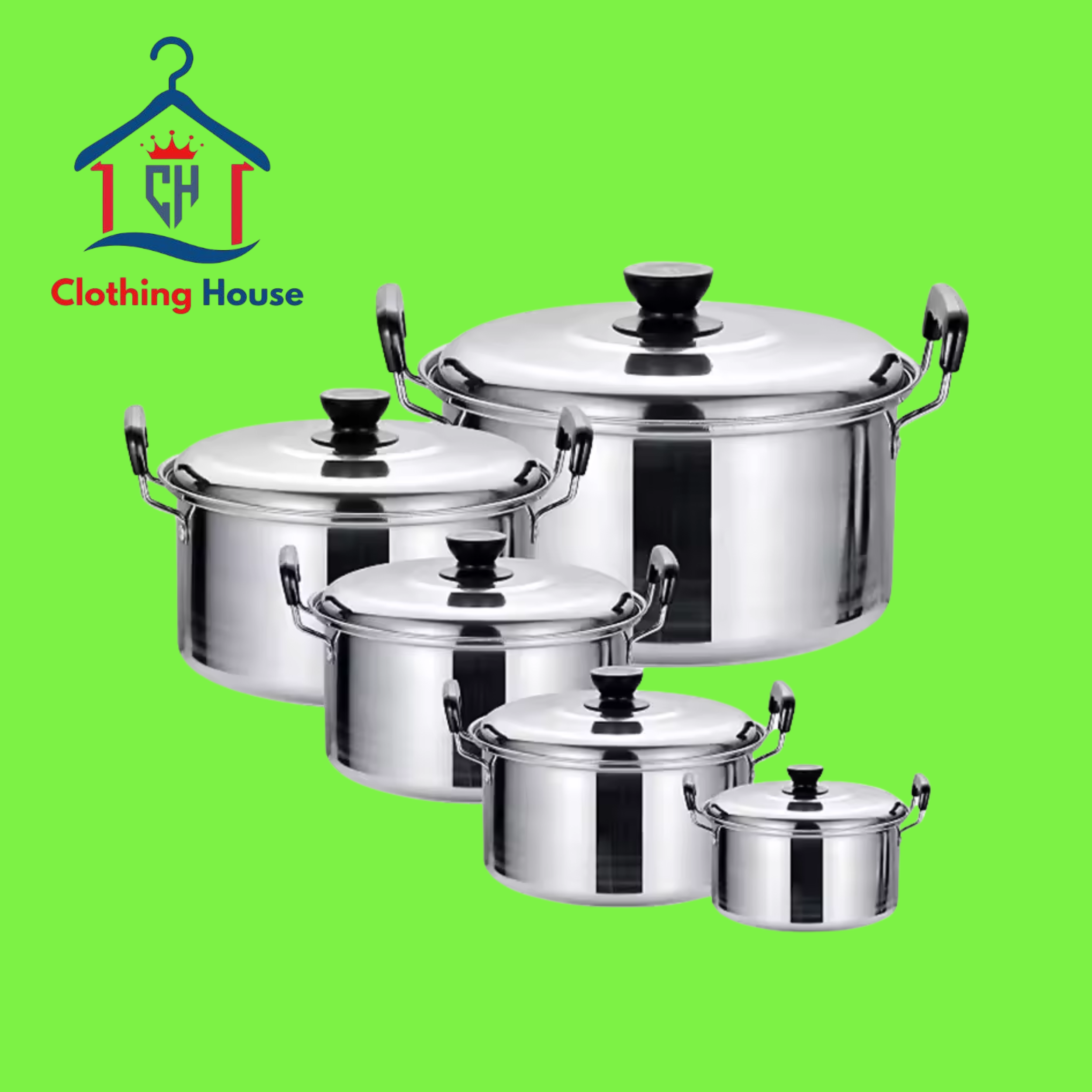 10pcs Hot Sales Stainless Steel Cookware Set Cooking Soup Pot Set Induction Stock Pot Casseroles