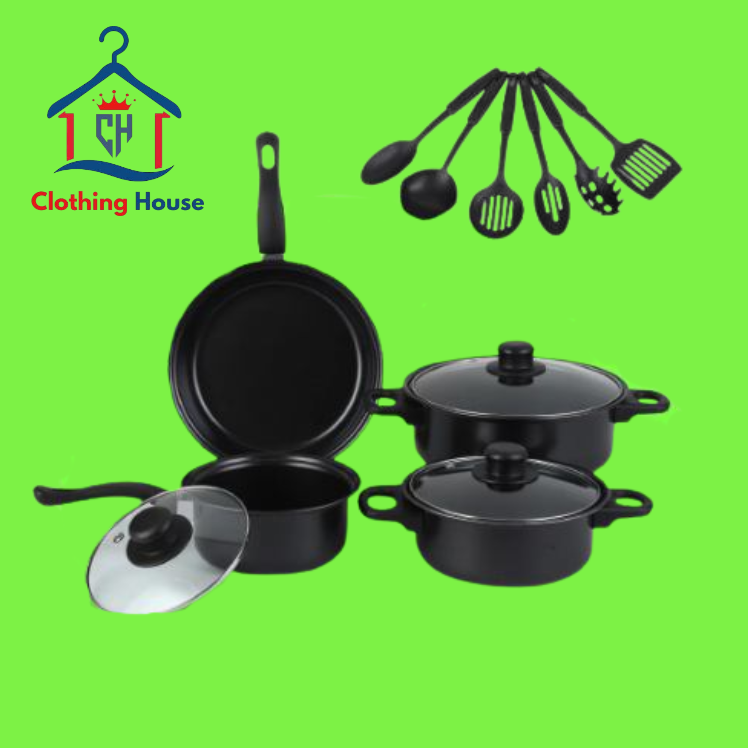 12-Piece Non-Stick Cookware Set Cooking Pot with Lid Milk Pot Maifan Stone Frying Pan Stackable Pot Set for All Types of Cooker