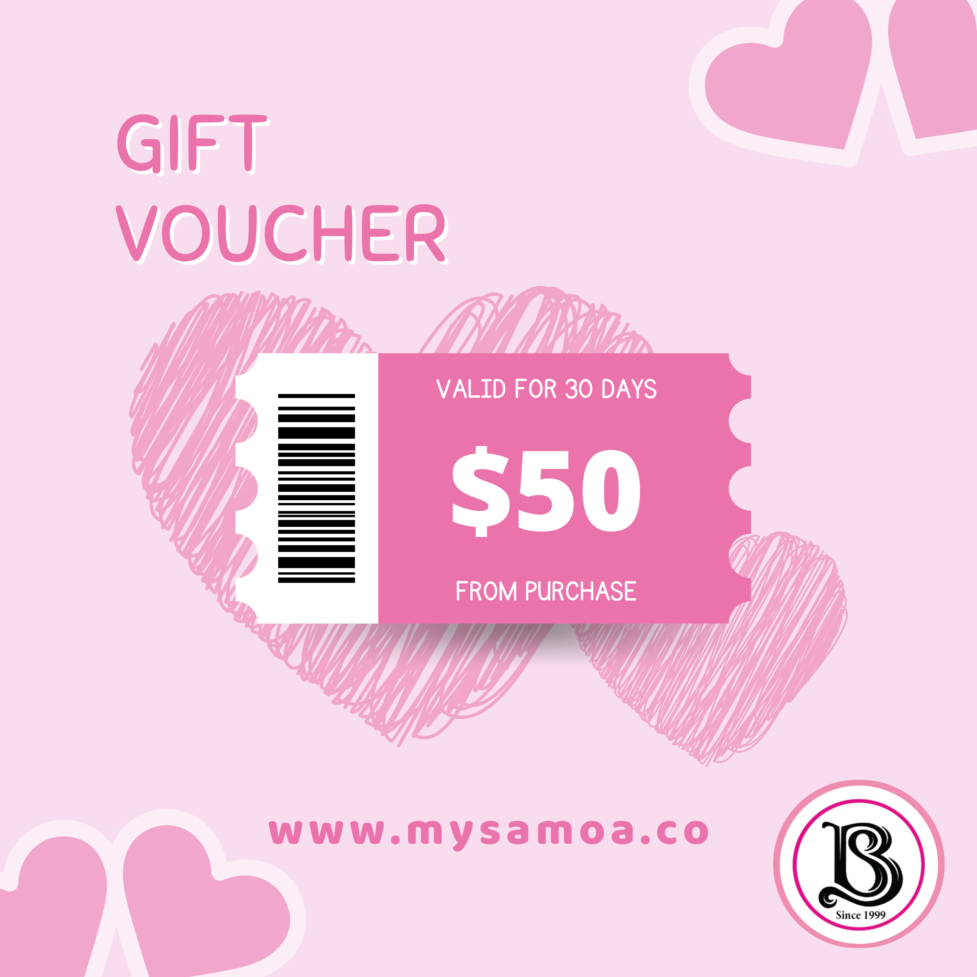 ST$50 Gift Voucher (Big&Small of Samoa) Ground Floor ACC Building, Matafele