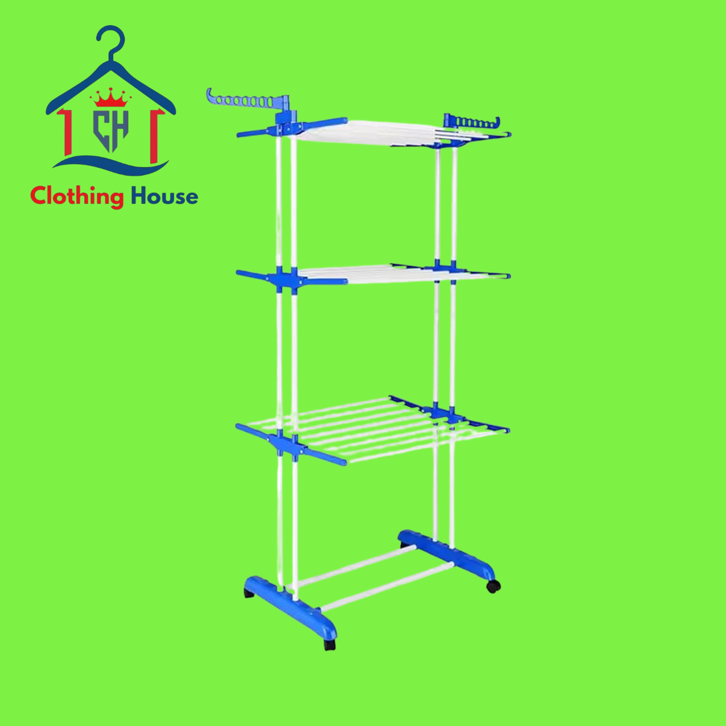 3 Layer Foldable Drying Rack for Clothes Movable Towel Rack with Wheels Metal Iron Retractable Laundry Organizer Stand Indoor Outdoor Clothes Hanger Shelf Storage