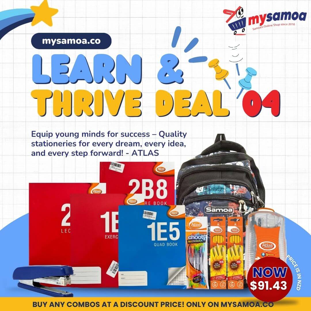 LEARN & THRIVE DEAL 04 - 2B8 LECTURE BOOK X 3PCS | SCHOOL BAG $32 | 1B5 EXERCISE BOOK X 6PCS | 2B5 LECTURE BOOK X 4PCS | ATLAS STAPLER $7 | 1E5 QUAD BOOK X 2PCS | ATLAS MATHEMATICAL BOX ARROW2 | ATLAS CHOOTY PEN MC 5PKT | ATLAS PENCIL 12PC X 2PCS - 1