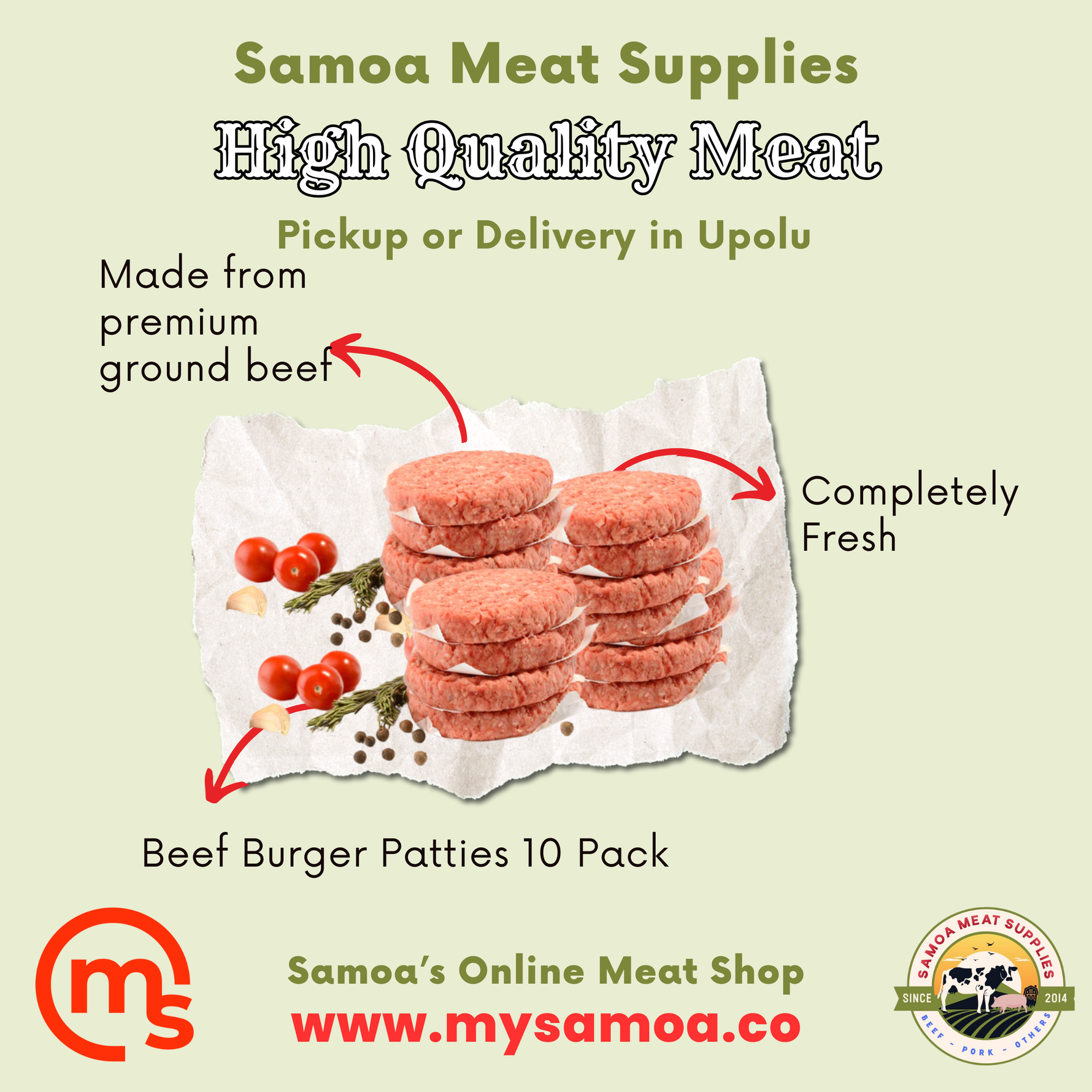 Beef Burger Patty 100g x 10 Pack