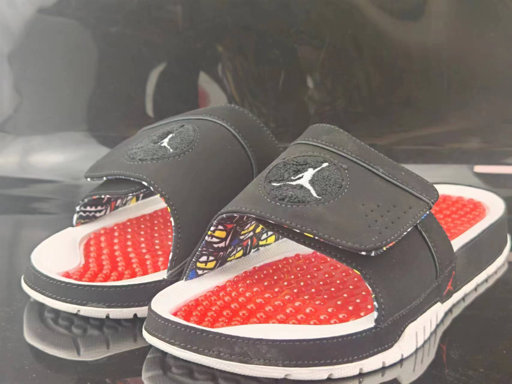 Air Jordans black red slides (Pickup from Top Shop - Vaitele Tai)