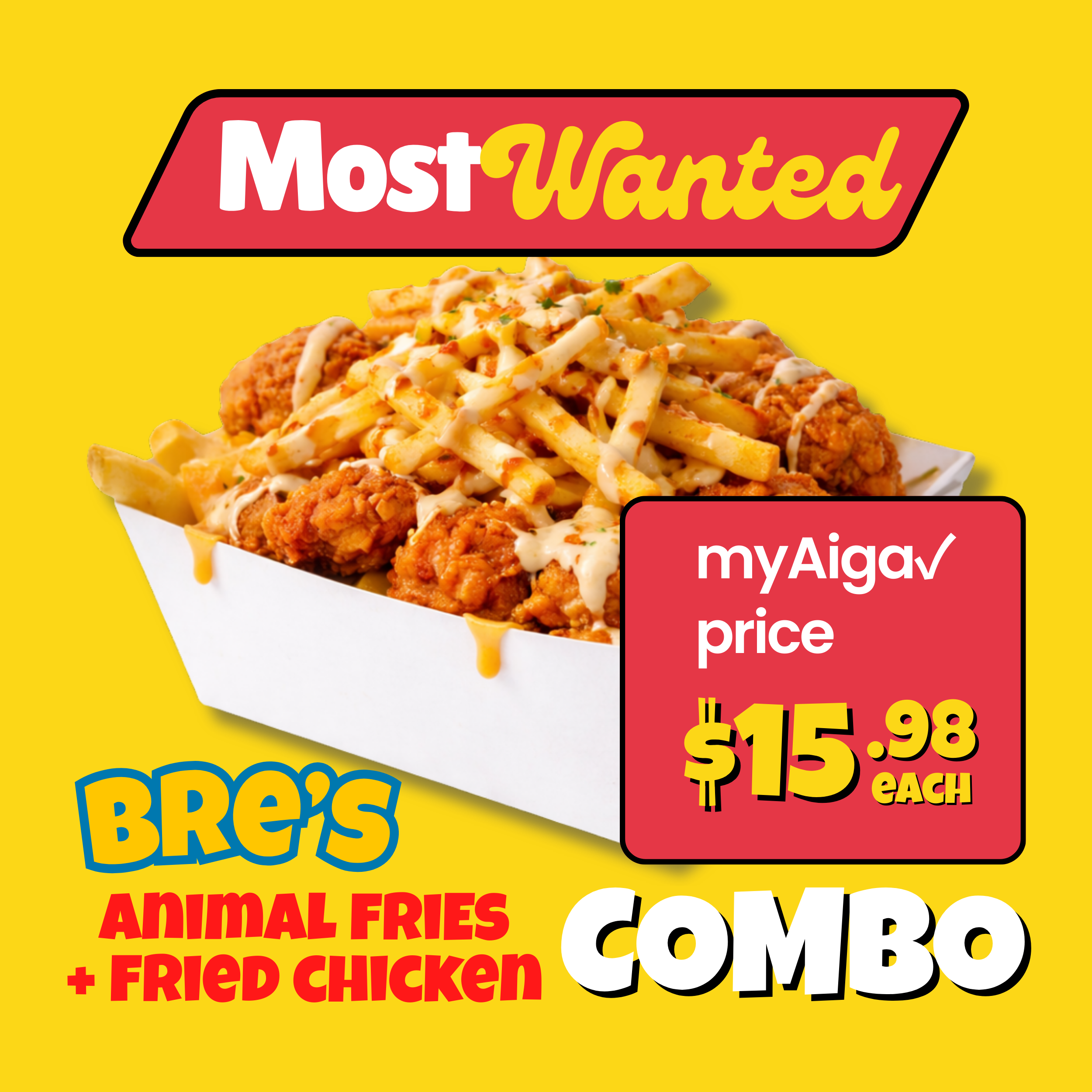 Animal Fries + Fried Chicken COMBO "PICKUP FROM BRE'S ANIMAL FRIES AT VAILIMA"