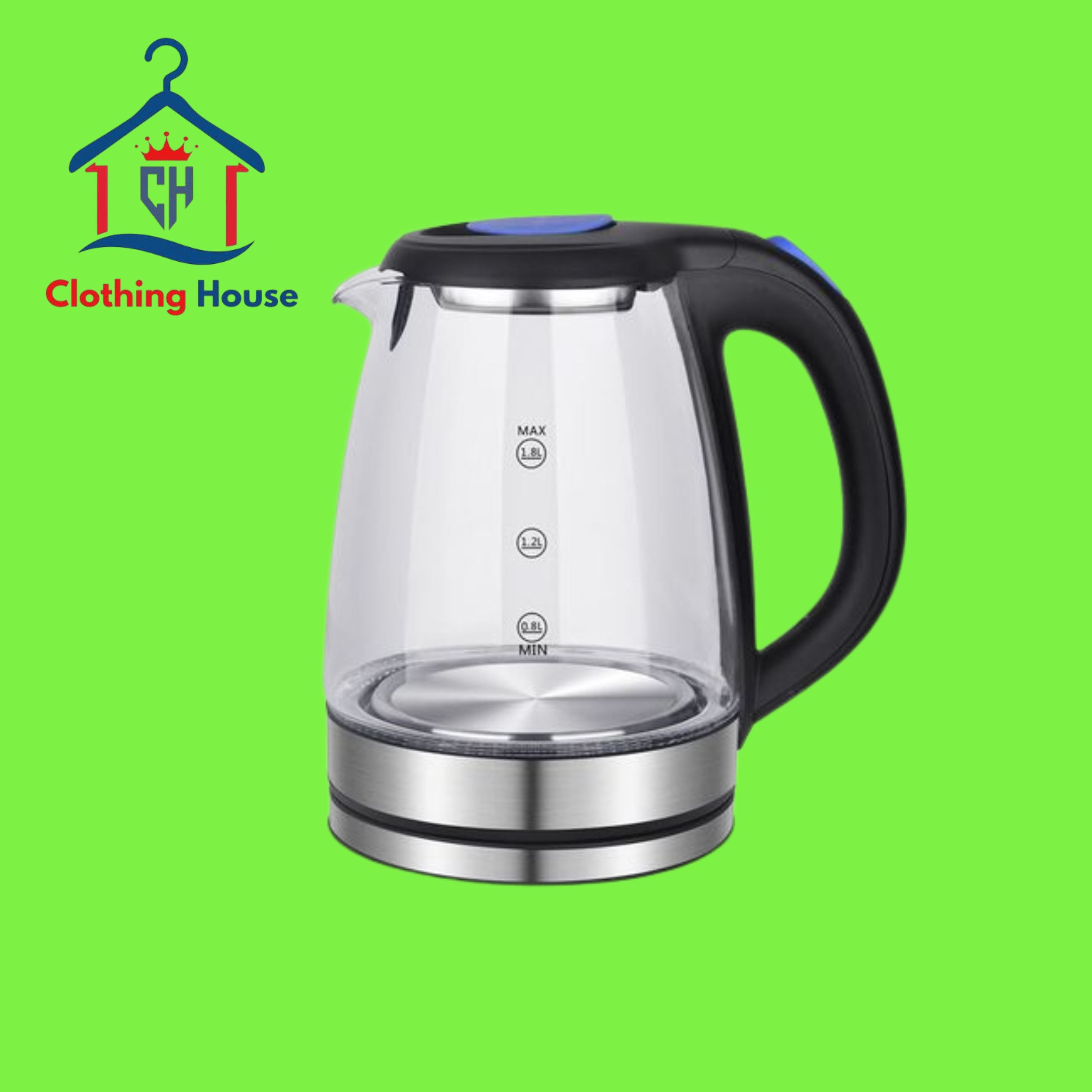 Automatic Cordless Led Indicator Electric Glass Kettle Water Boiler 1.8L