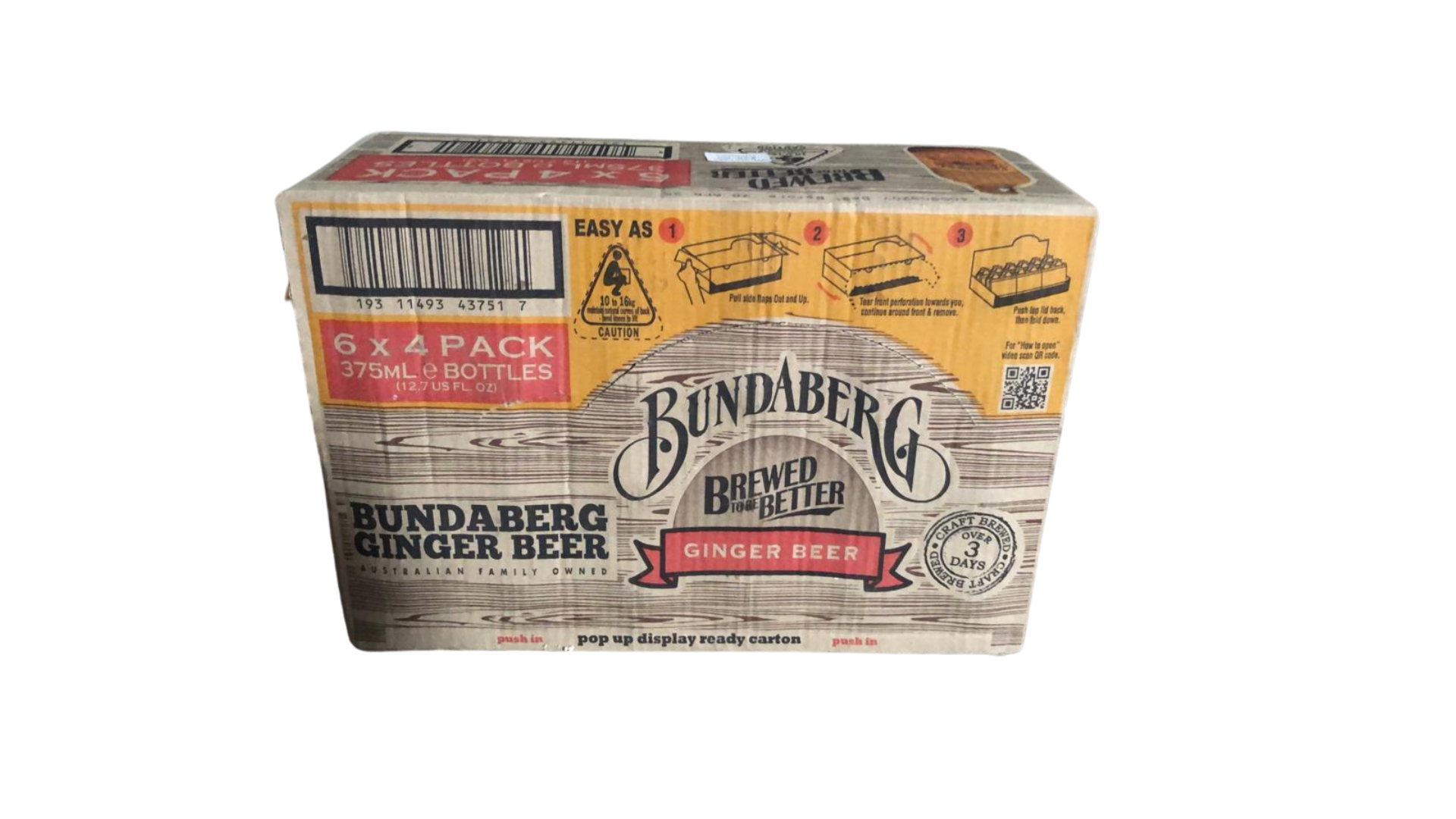 Bundaberg Ginger Beer 375 ml, 6x4 Pack