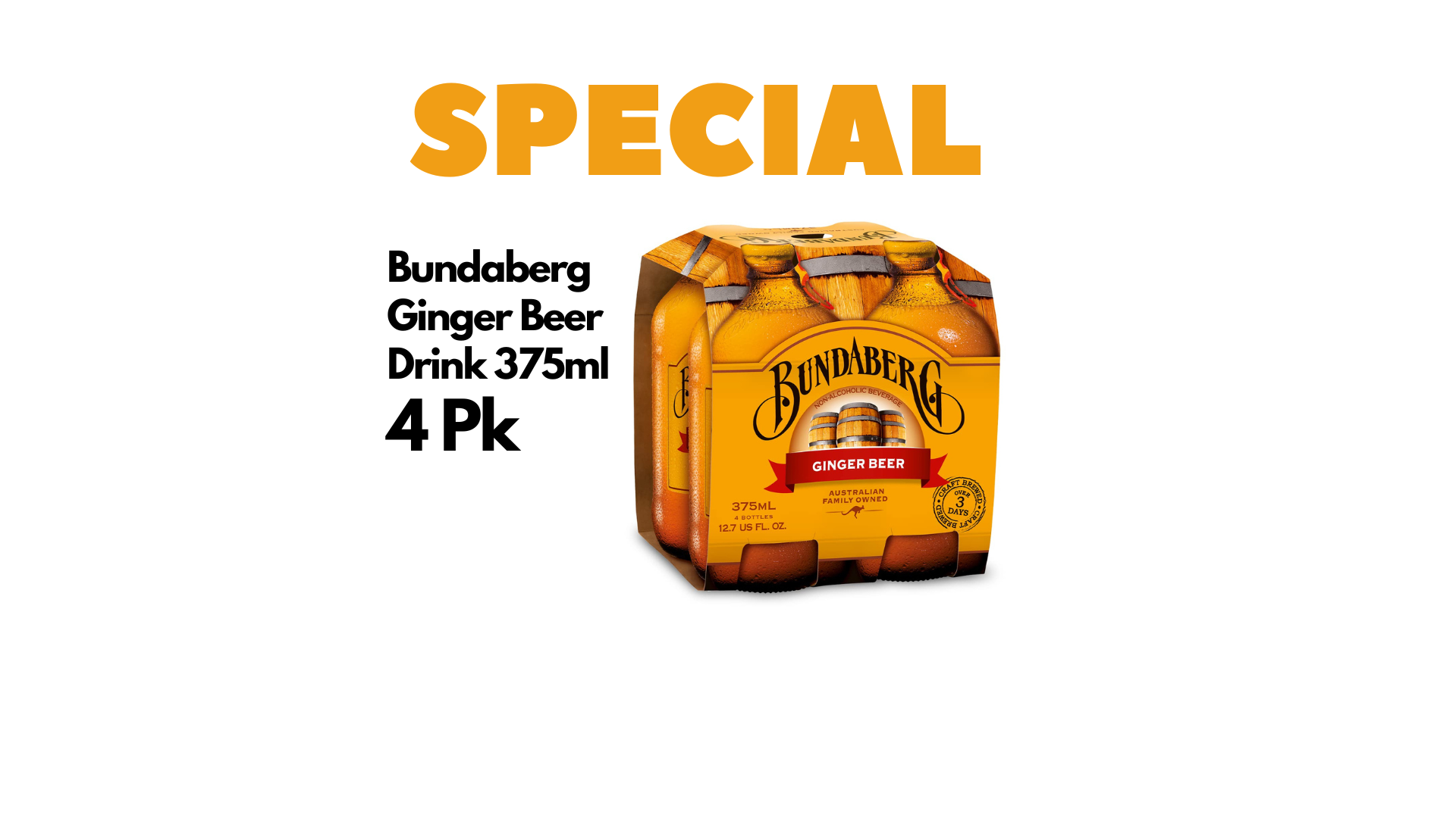 Bundaberg Ginger Beer 375ml 4 Pk