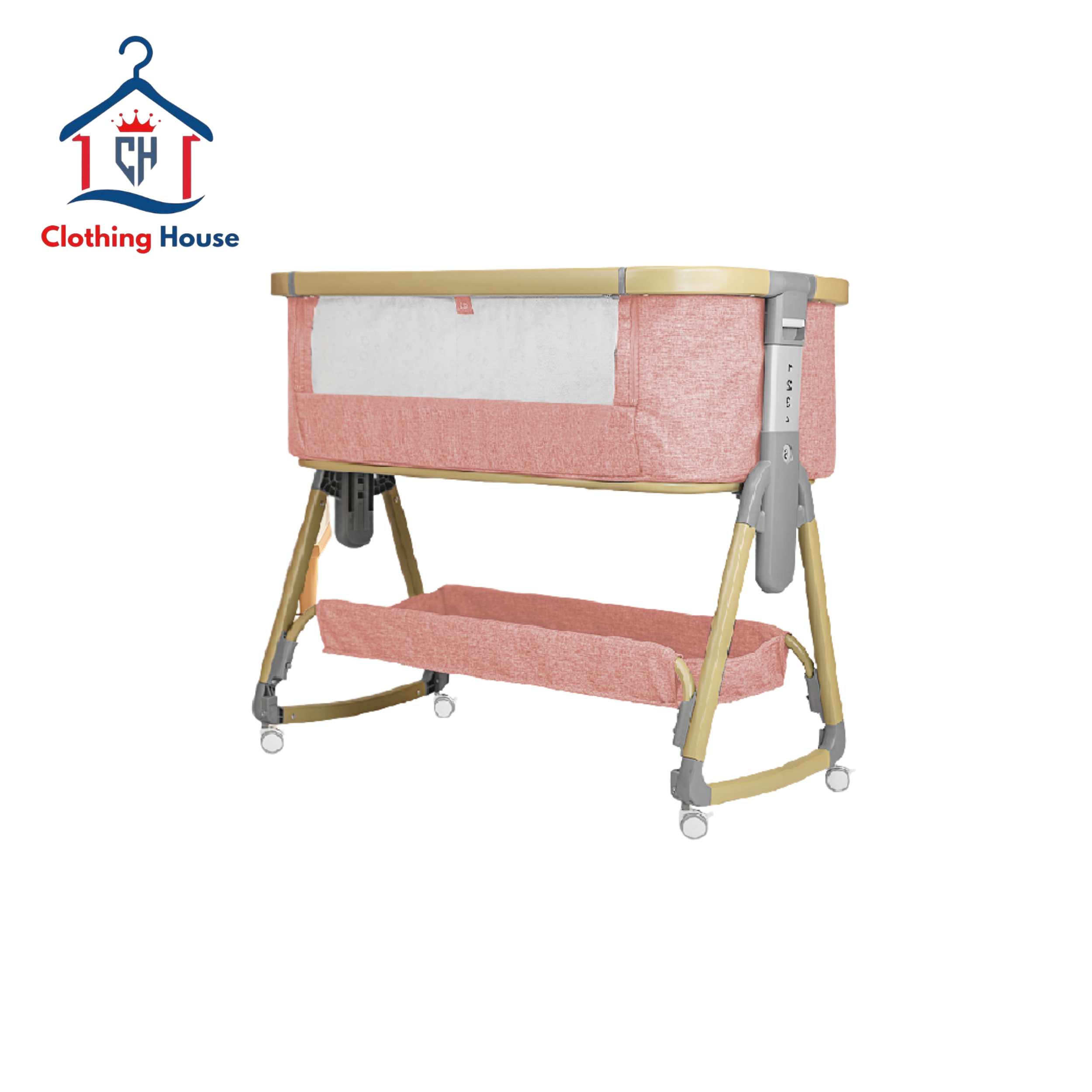 Bedside Sleeper Rocking Bassinet with 4 Auto-Lock & Adjustable Height Breathable Mesh & Mattress Bedside Crib for Newborn