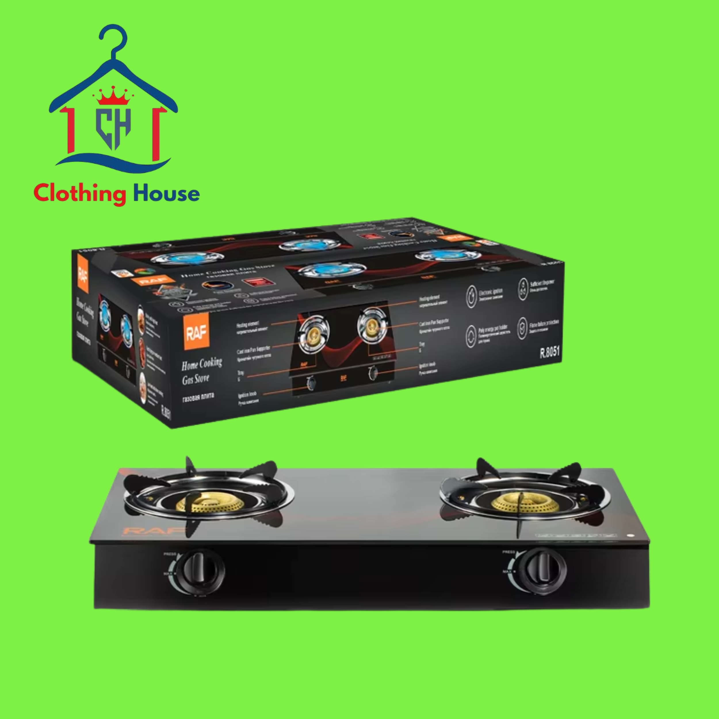 2-Burner Gas Stove – Black Propane