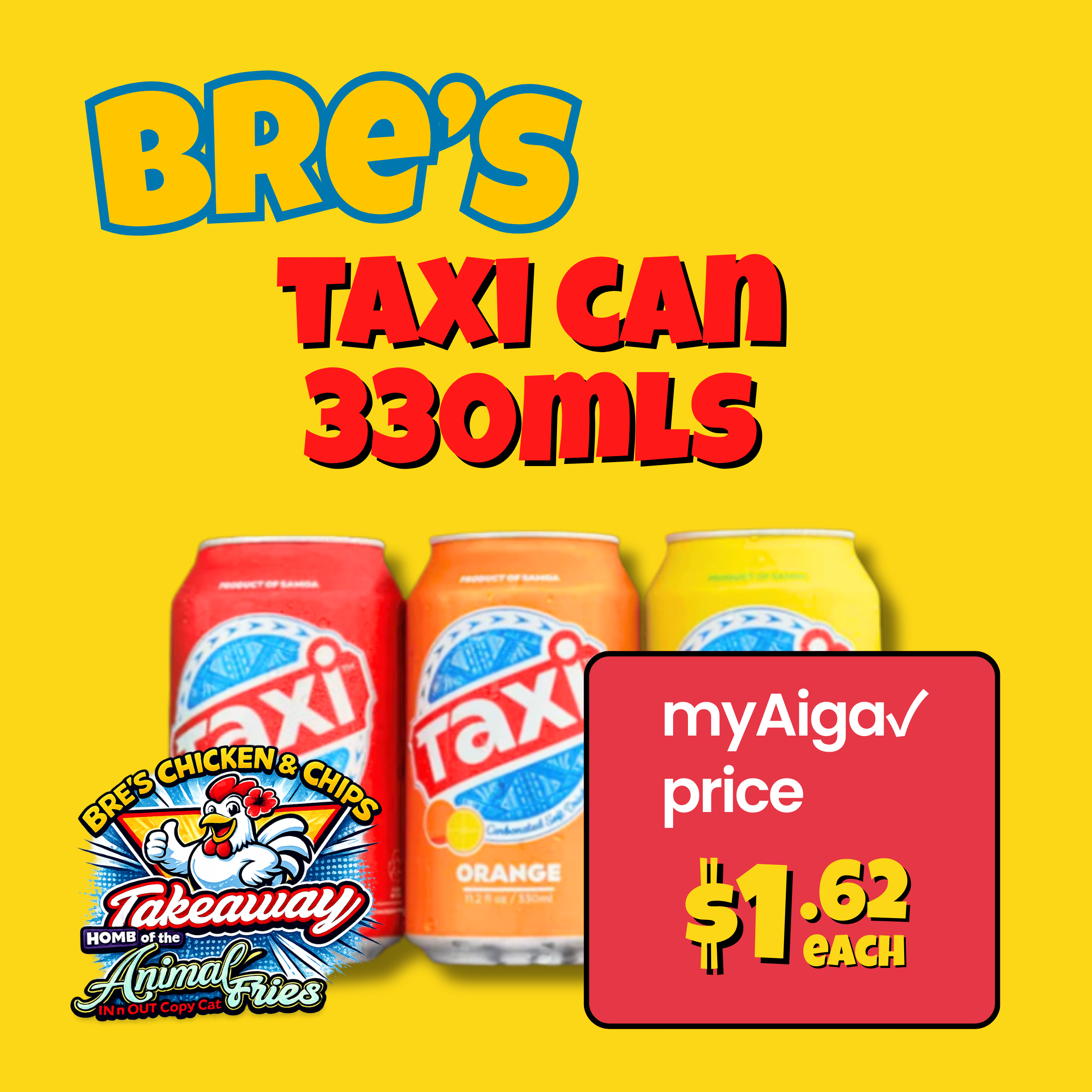 Taxi Can 330ml – Pickup from BRE’S Animal Fries, Vailima