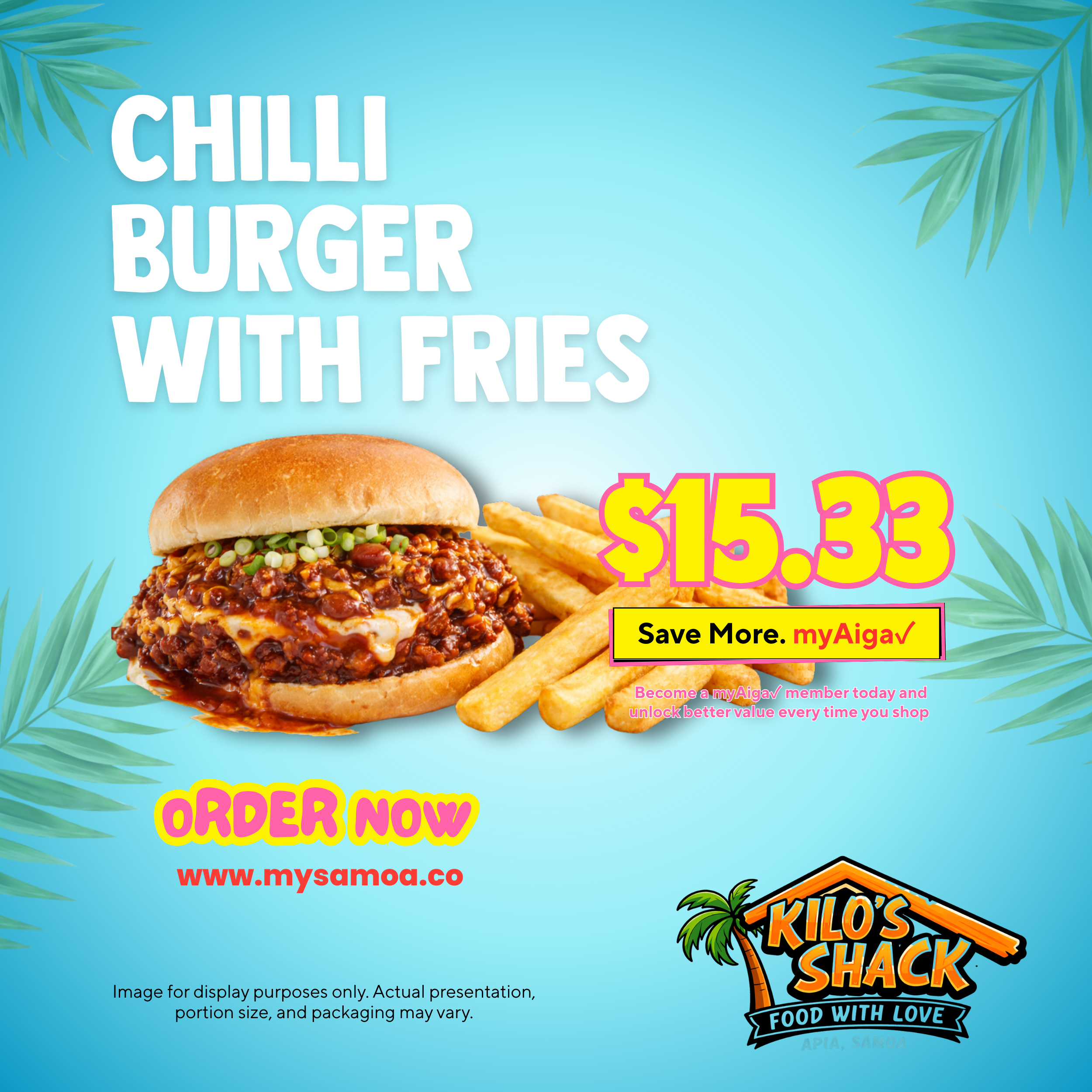 Chilli Burger with Fries - Pickup from Kilo Shack, Saleufi