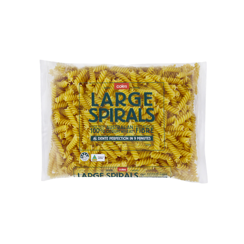 Coles Durum Wheat Pasta Large Spirals | 500g