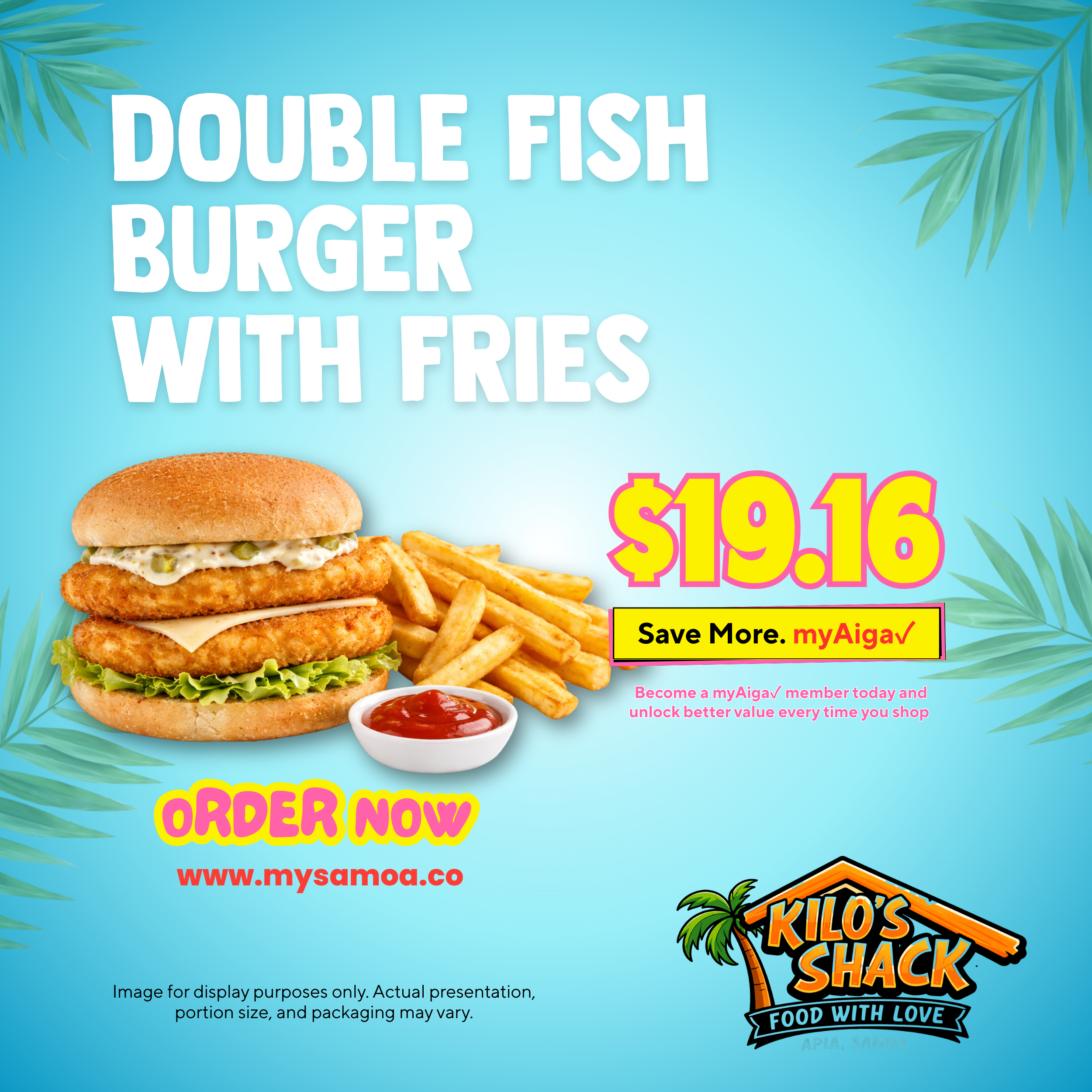 Double Fish Burger with Fries - Pickup from Kilo Shack, Saleufi