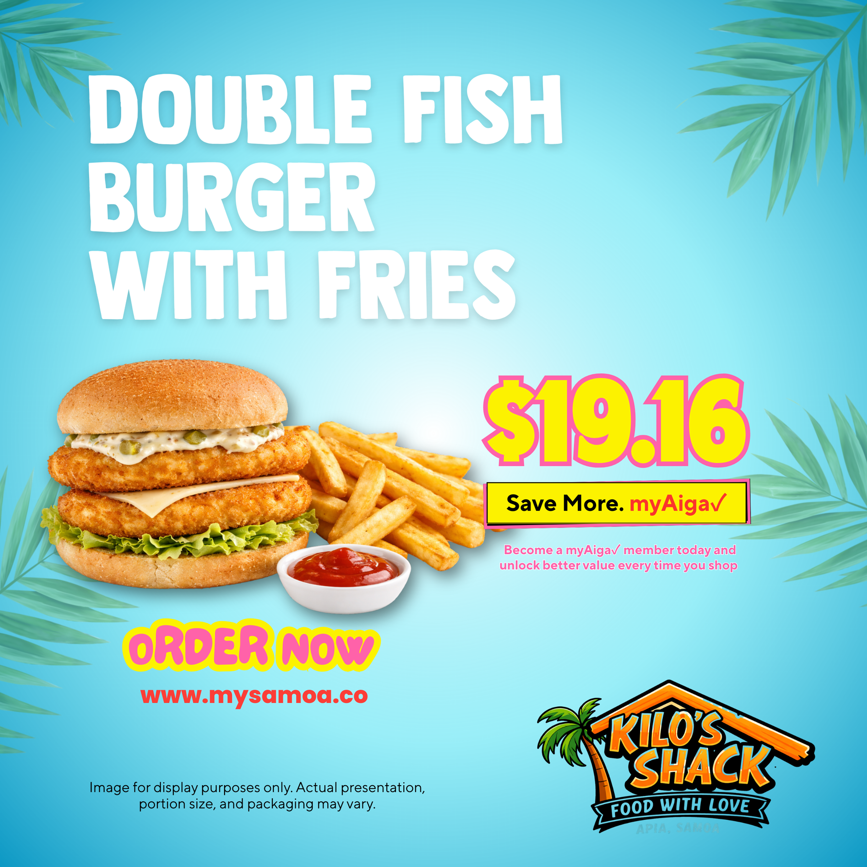 Double Fish Burger with Fries - Pickup from Kilo Shack, Saleufi