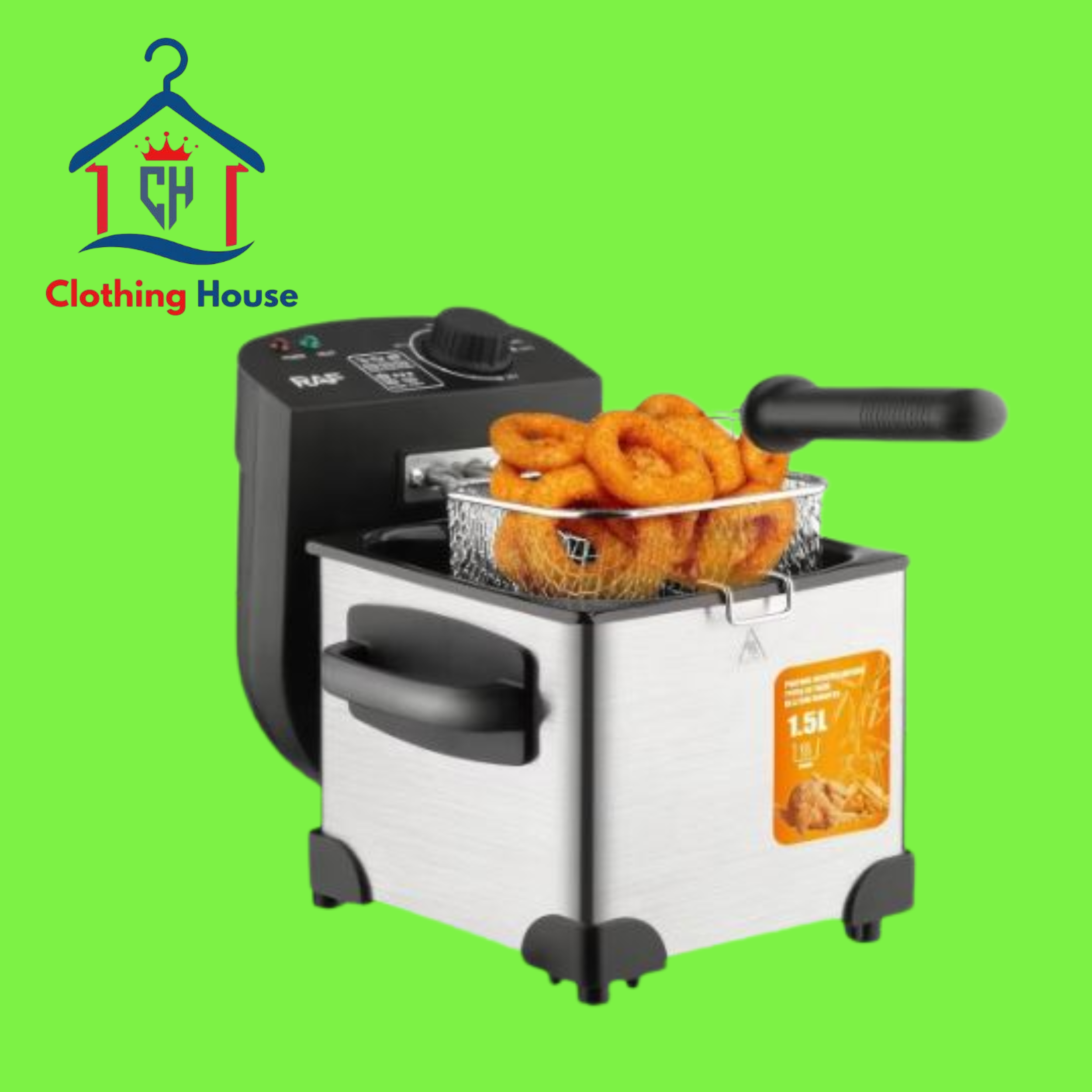 Electric Deep Fryer, Deep Fat Fryer with 1.5L Adjustable Temperature 0℃-190℃ Control Removable Oil Basket Easy Clean Stainless Steel Material, UK Plug, for Home Chicken Fries