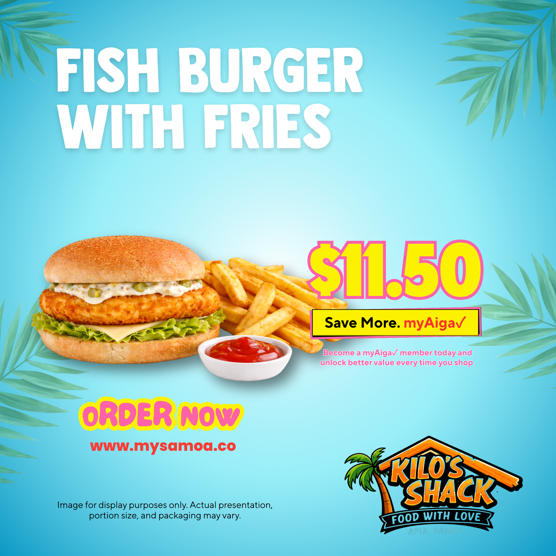 Fish Burger with Fries - Pickup from Kilo Shack, Saleufi