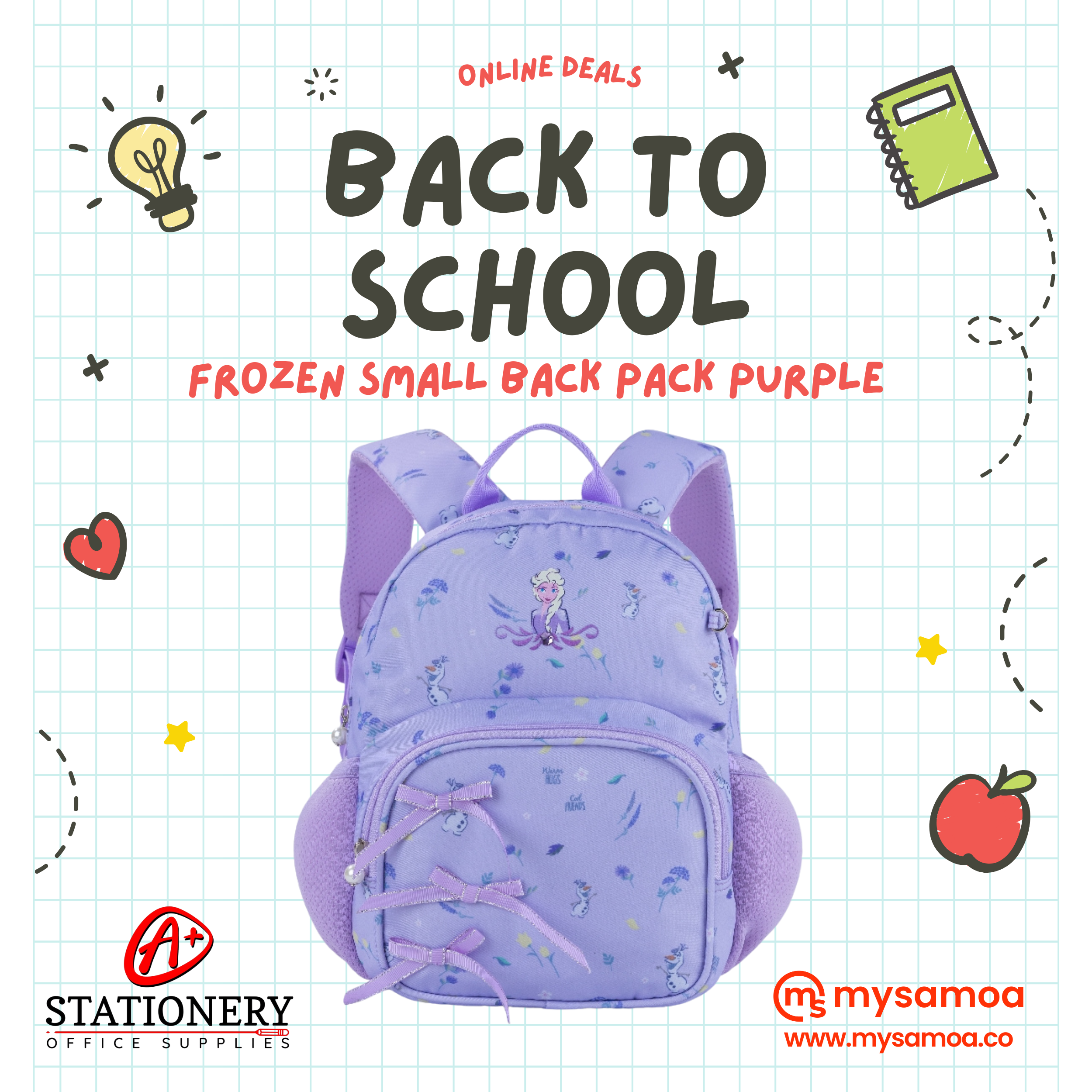 Frozen Small Back Pack Purple