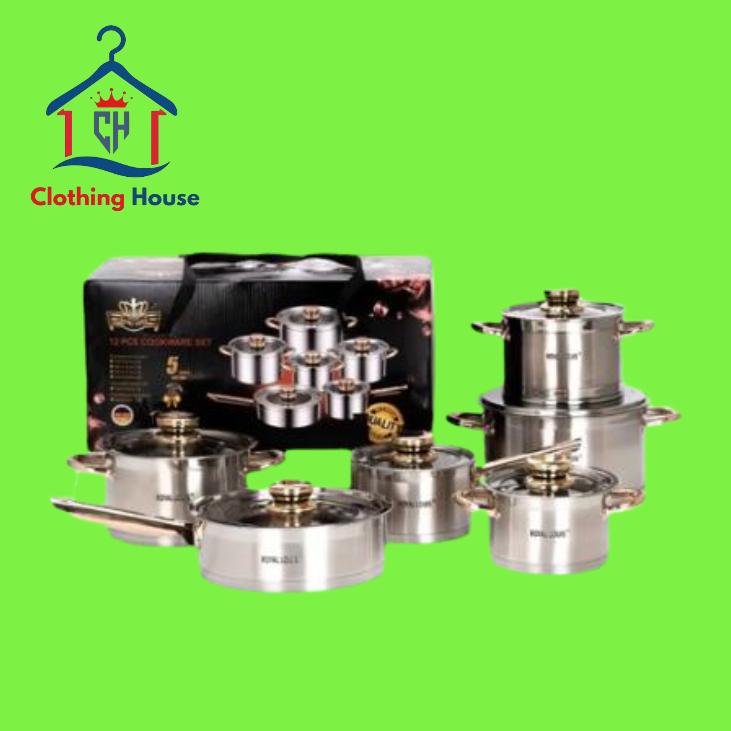 Hot Sale Royal Louis 12 Pcs Stainless Steel Cooking Pots and Pans Kitchen Cookware Sets Pot Sets Kitchen Items