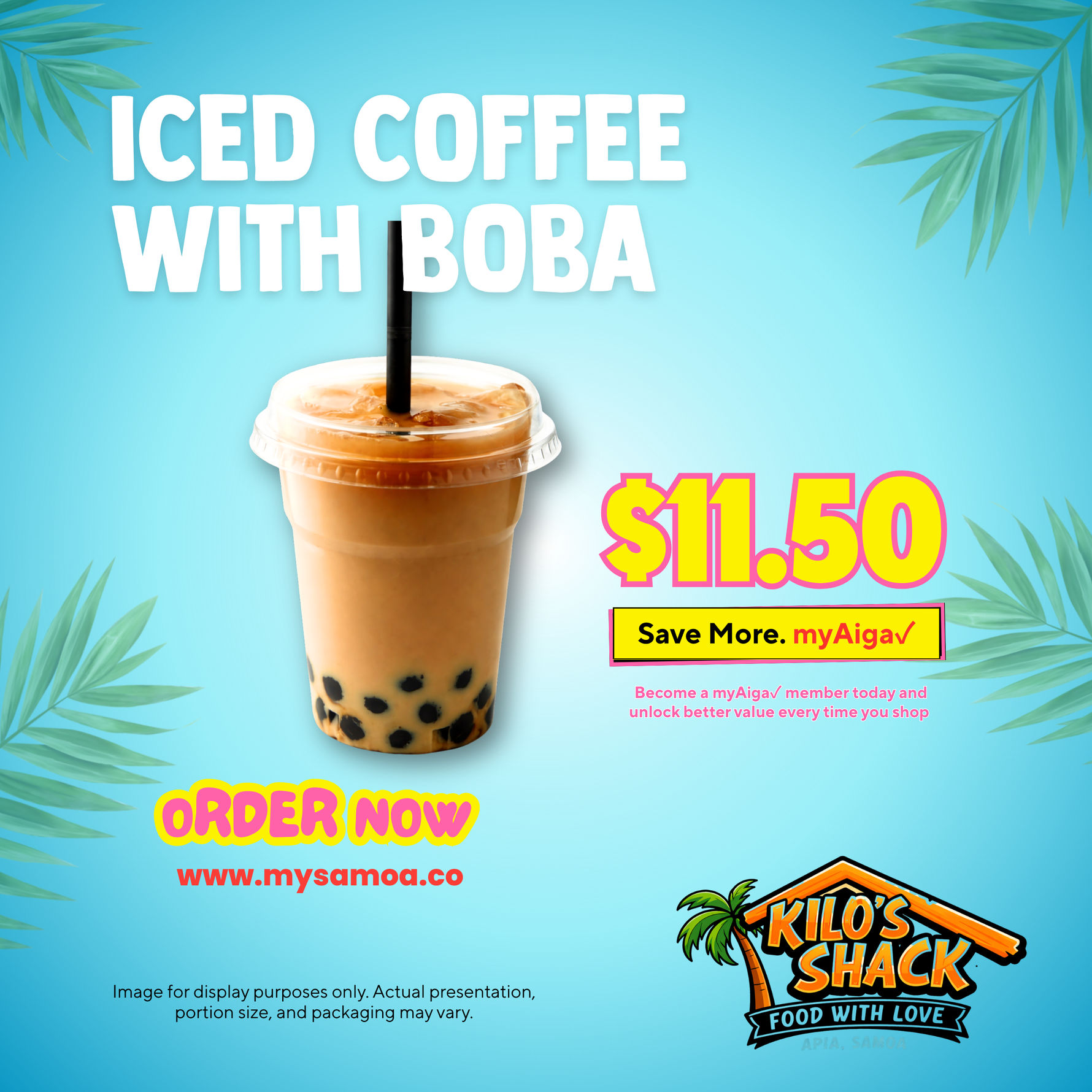 Iced coffee with Boba - Pickup from Kilo Shack, Saleufi