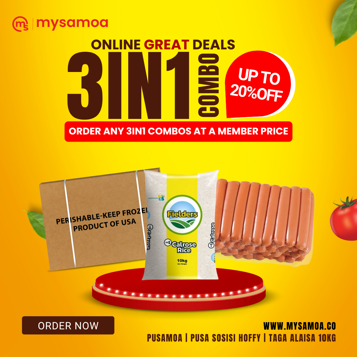 3IN1 - Chicken Leg 15kg | Rice 10kg | Hoffy Chicken Franks Sausage 10lbs