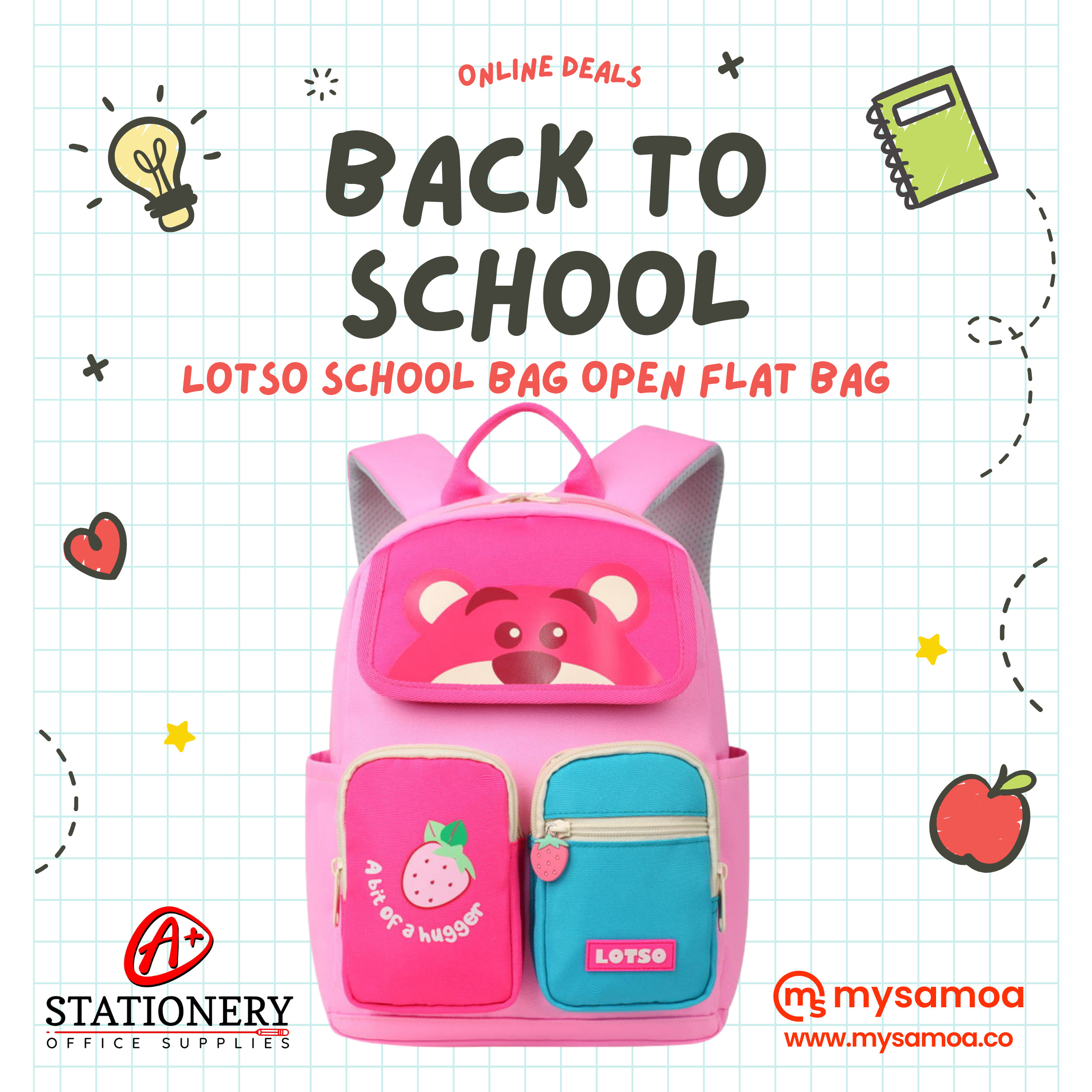 Lotso School Bag Open Flat Bag