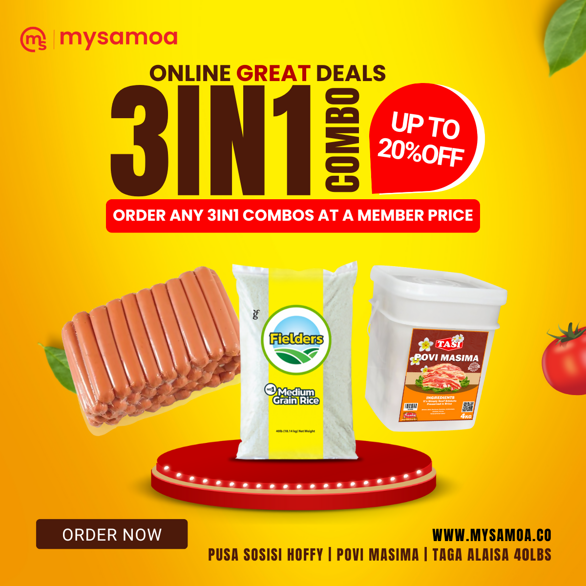 3IN1 - Hoffy Chicken Franks Sausage 10lbs | Rice 40lbs | Povi Masima 4kg