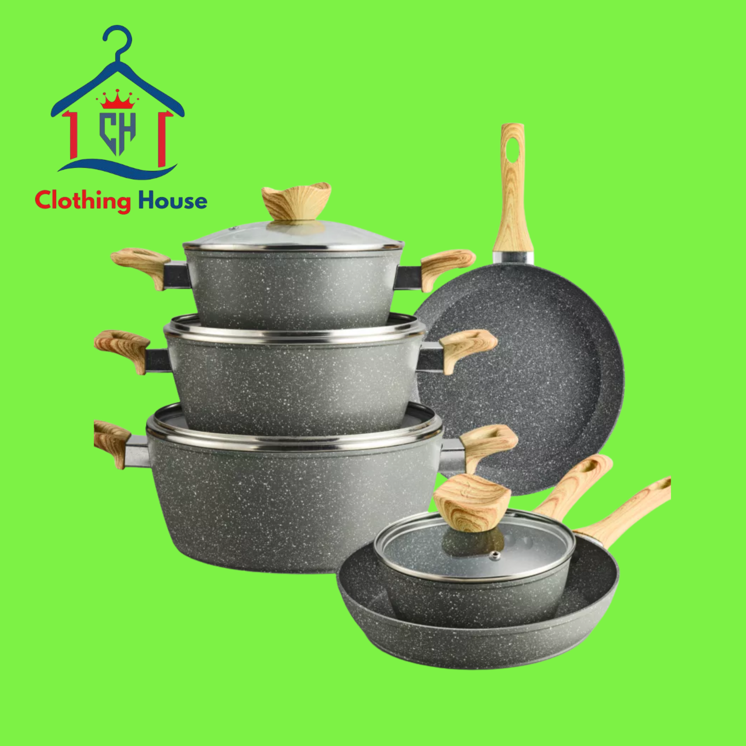 Non-Stick Pot Set 16cm Milk Pot 24cm 28cm Frying Pan Stockpot Cookware Set Kitchenware