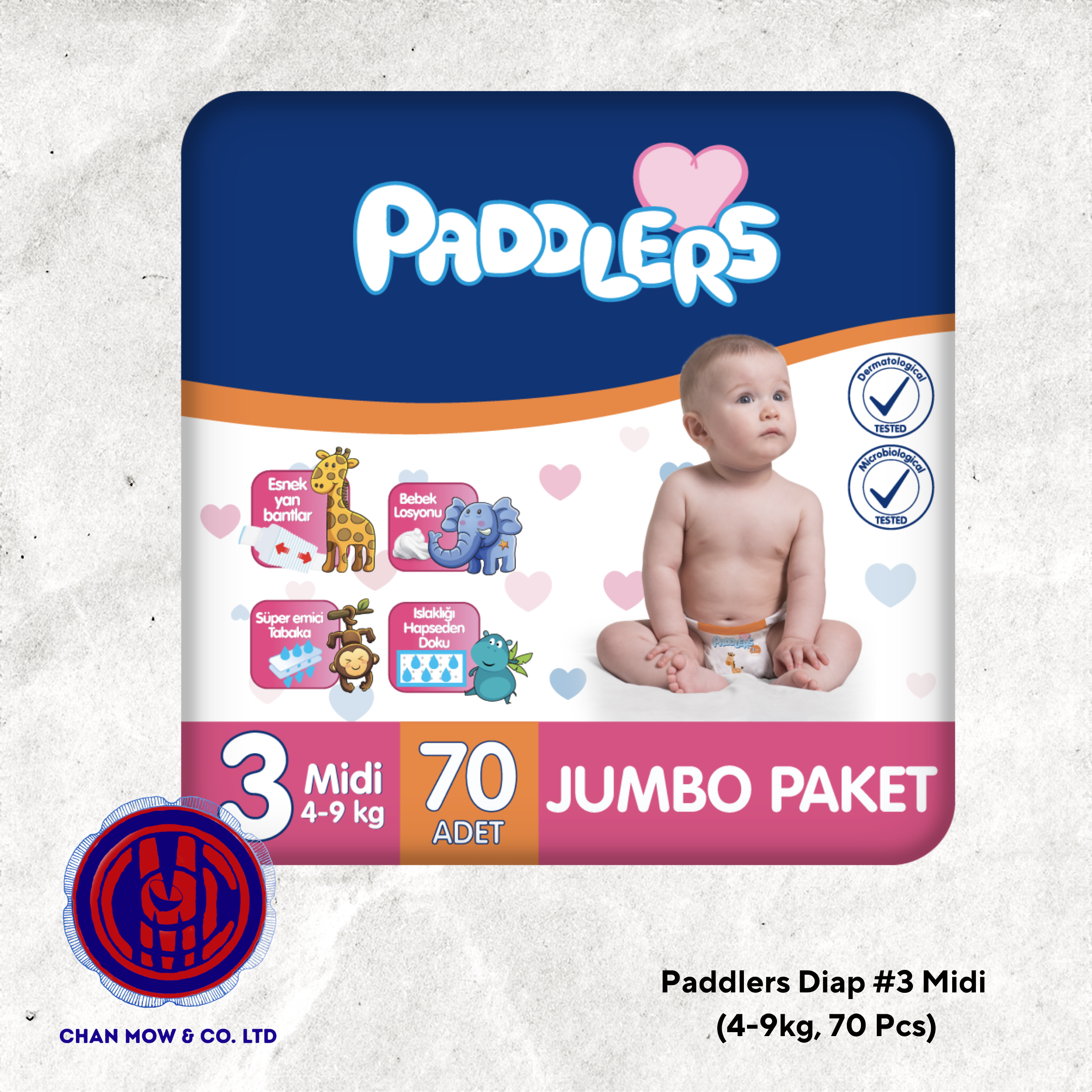Paddlers Diap #3 Midi (4-9kg, 70 Pcs)