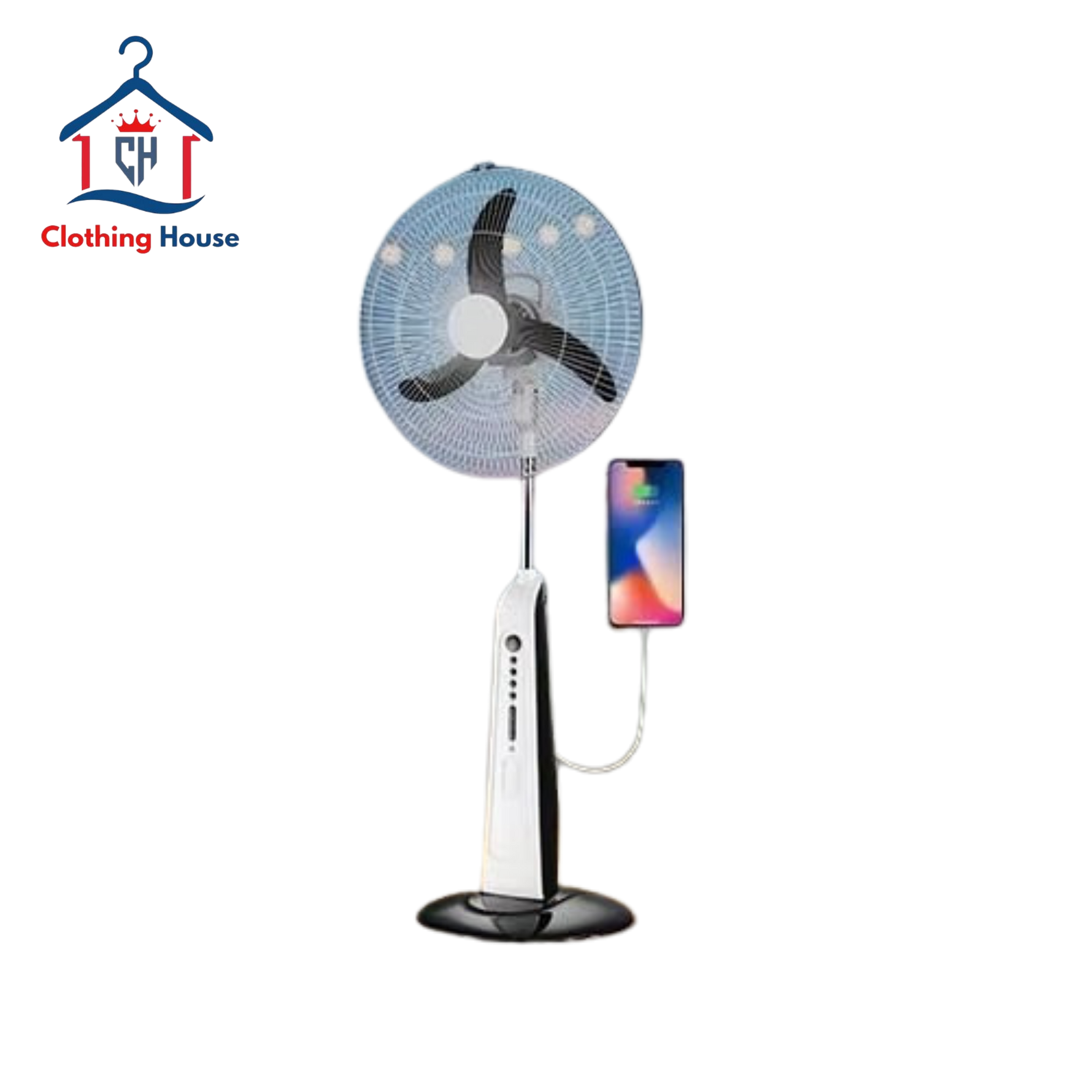 18″ Rechargeable Standing Fan (LED & Remote)