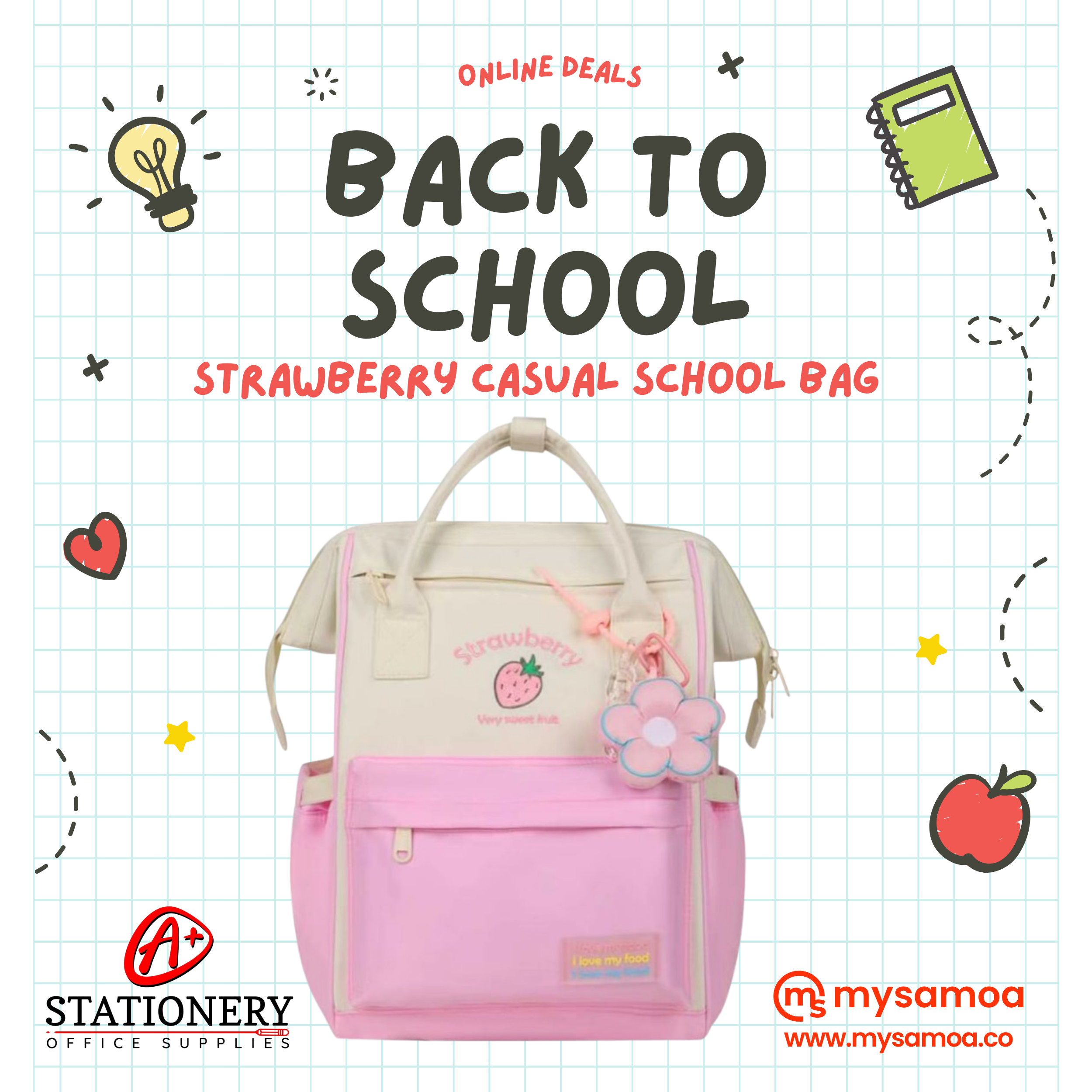 Strawberry Casual School Bag