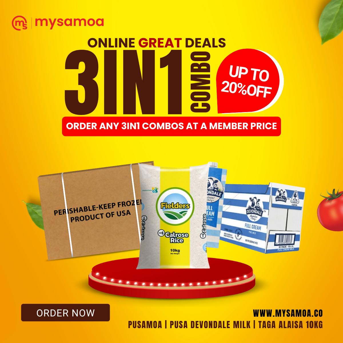 3IN1 - Chicken Leg 15kg | Rice 10kg | Devondale Milk 1Lx10