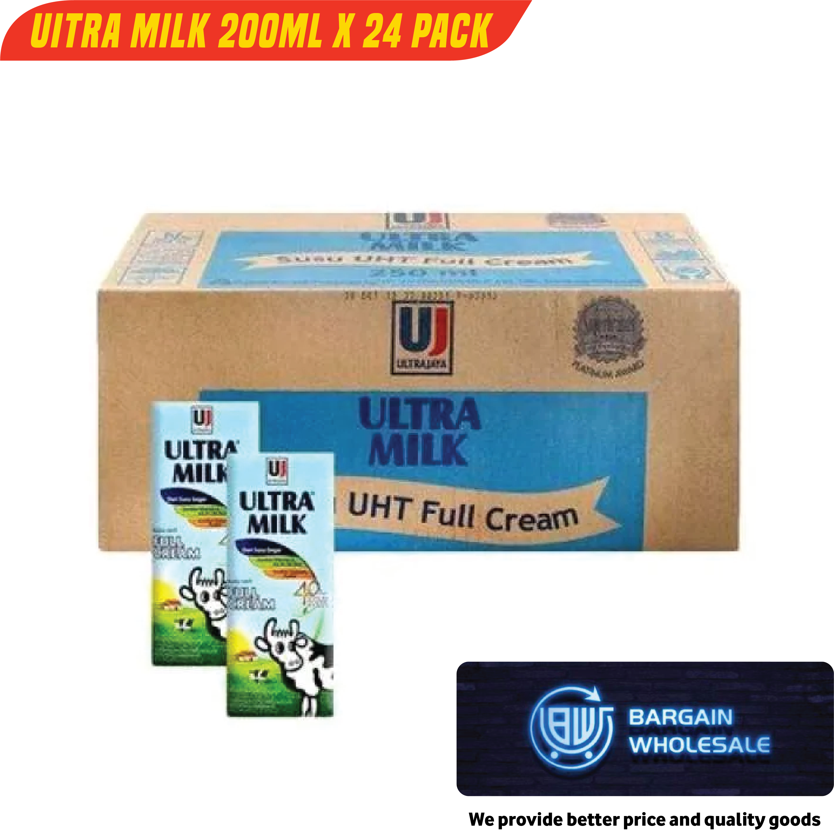 Uitra Milk 200ml x 24 Pack [ONLY AT TAUFUSI] "PICKUP FROM BARGAIN WHOLESALE"