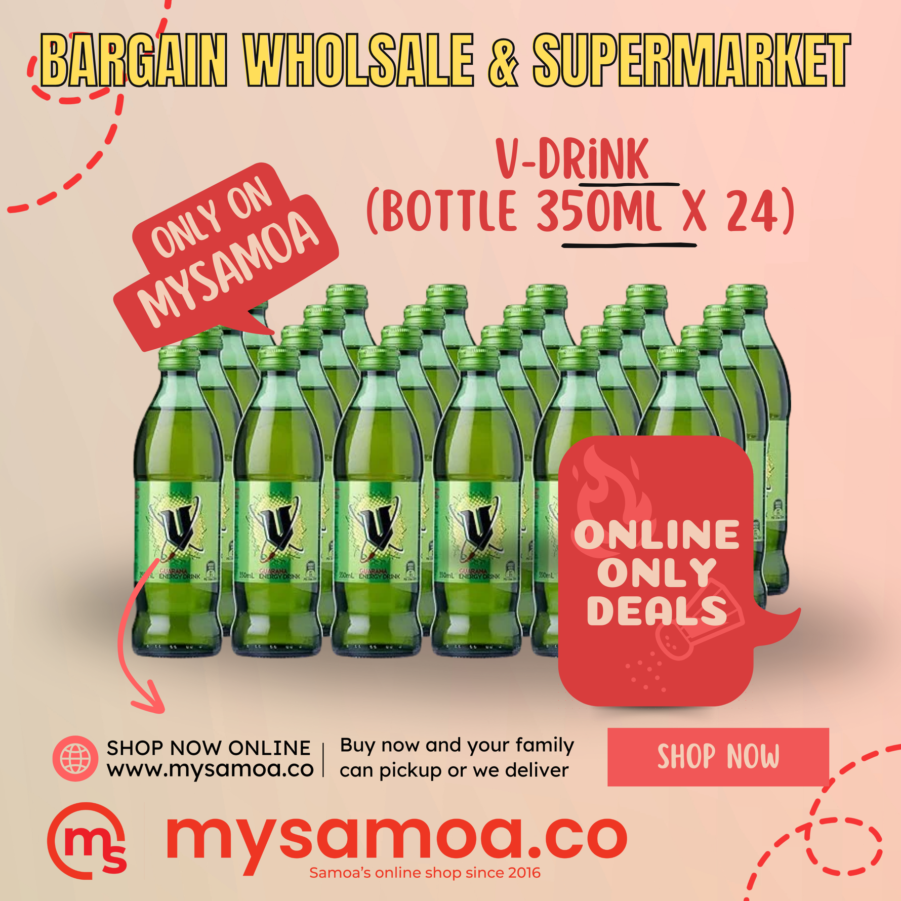 V Energy Drink 350ml Bottle x 24