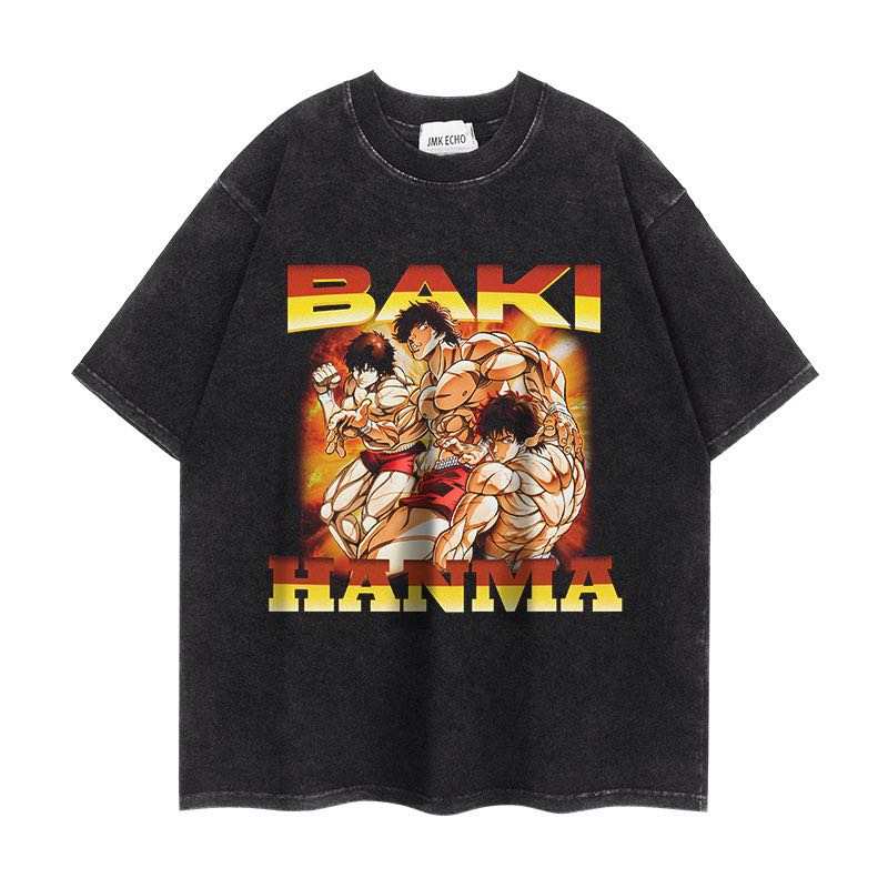 Acid Wash Vintage style Anime 4xl  Baki Hanma