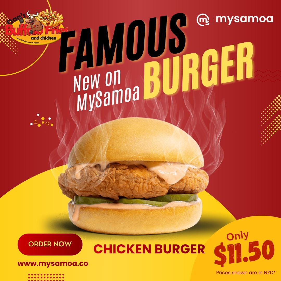 Chicken burger , Pickup from Dan's Buffalo Fries & Chicken - Tauese