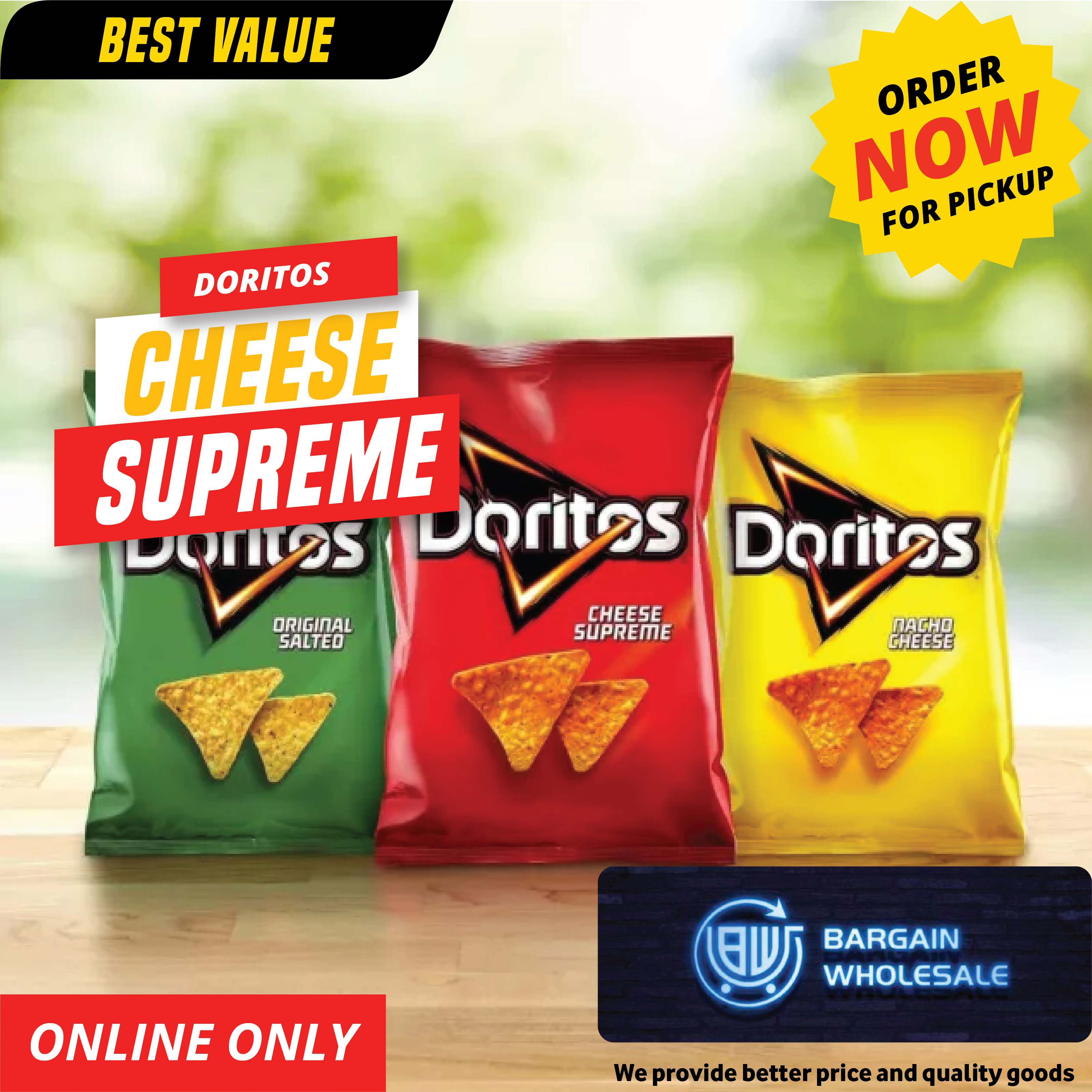 DORITOS CORN CHIPS Cheese Supreme Share Pack 170g [ONLY AT TAUFUSI] "PICKUP FROM BARGAIN WHOLESALE"