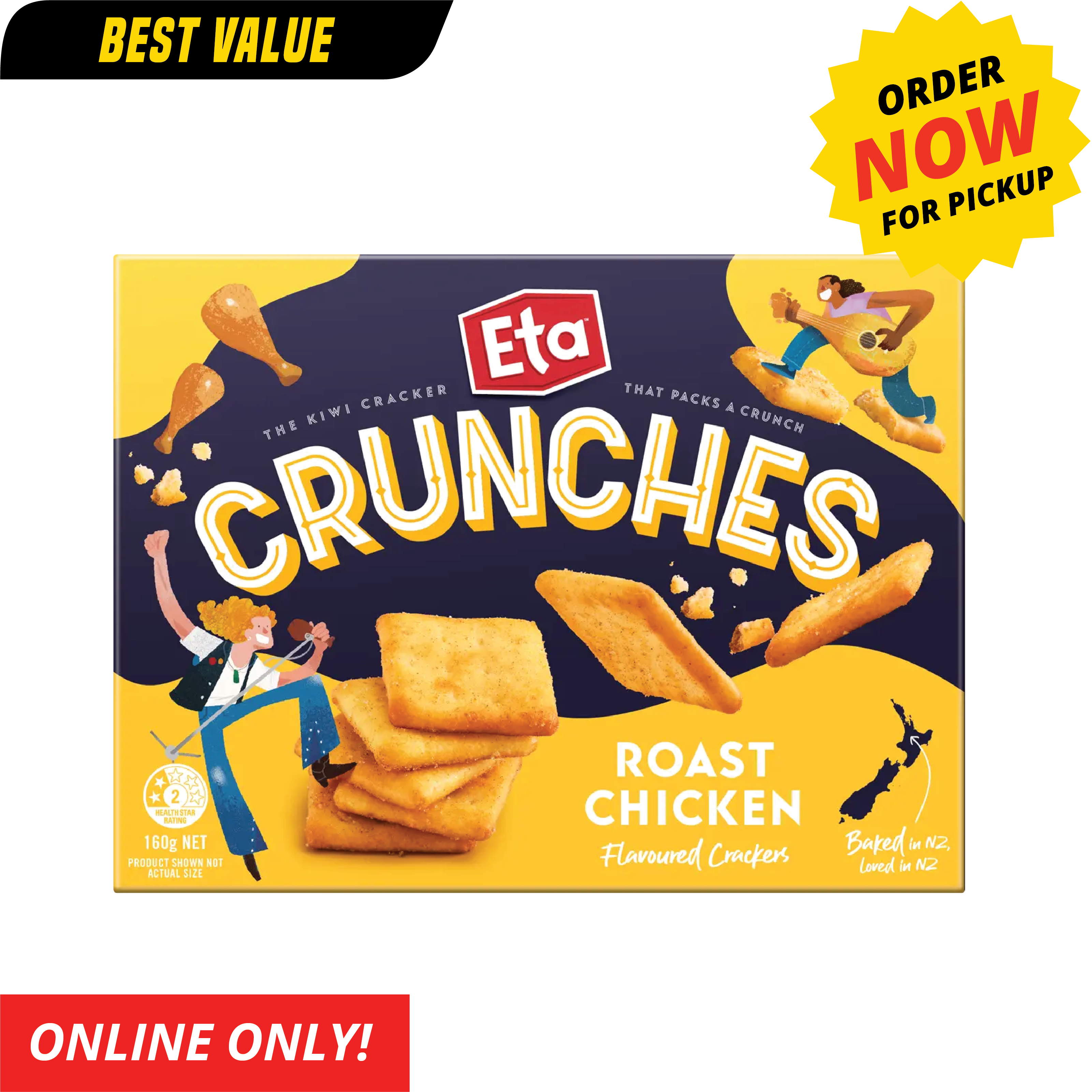 Eta Crunches Sour Cream & Chives Flavoured Crackers 160g [ONLY AT TAUFUSI] "PICKUP FROM BARGAIN WHOLESALE"