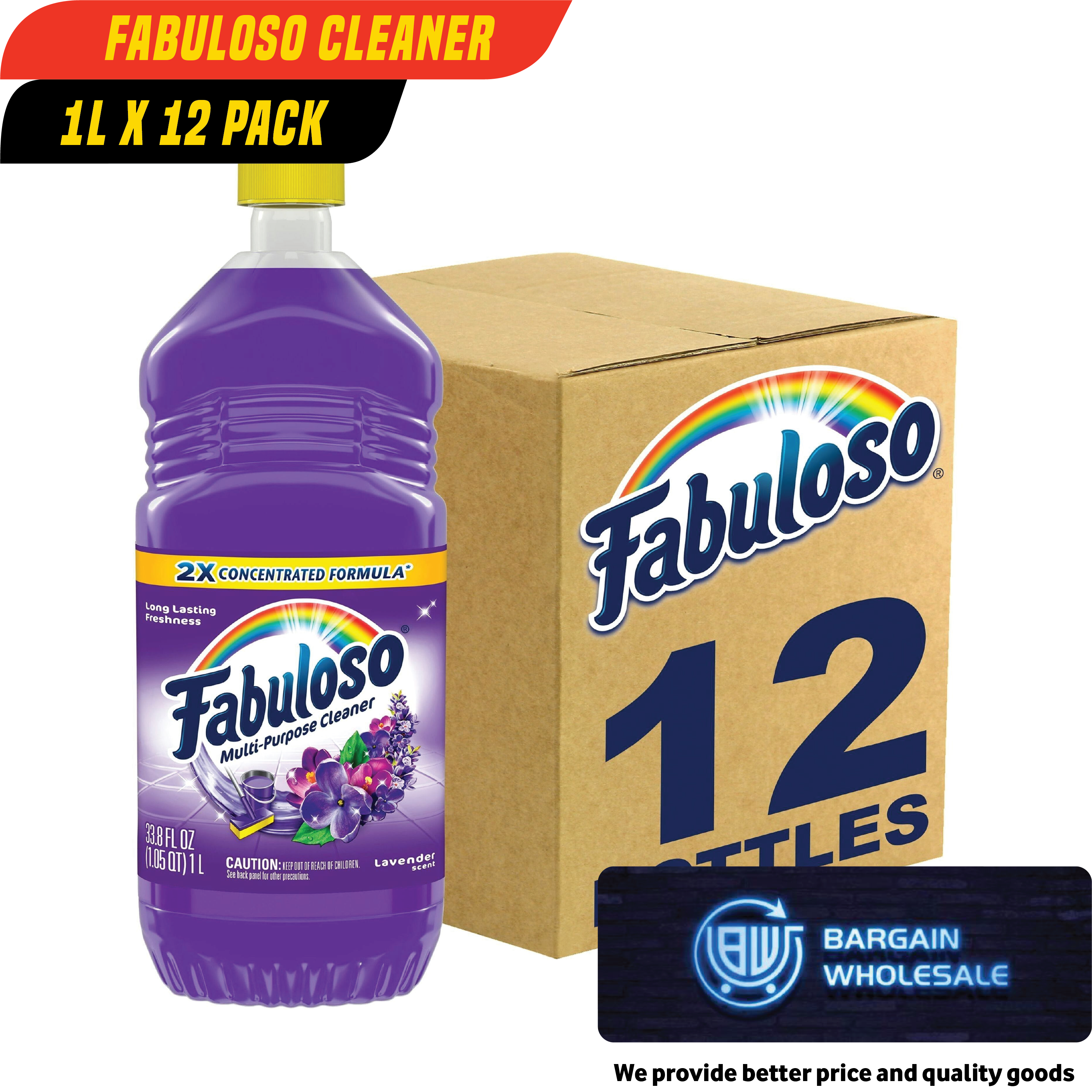 Fabuloso All-Purpose Cleaner Lavender scent 1L x 12 Pack [ONLY AT TAUFUSI] "PICKUP FROM BARGAIN WHOLESALE"