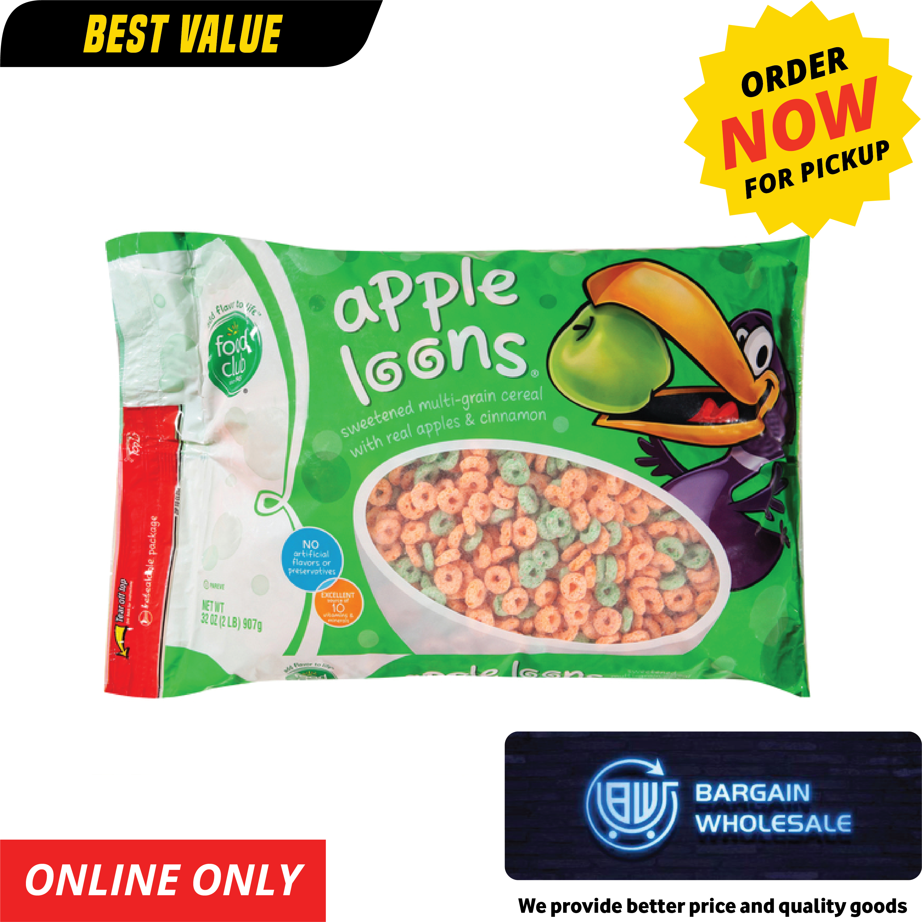 Food Club Apple Loons Cereal 907g [ONLY AT TAUFUSI] "PICKUP FROM BARGAIN WHOLESALE"