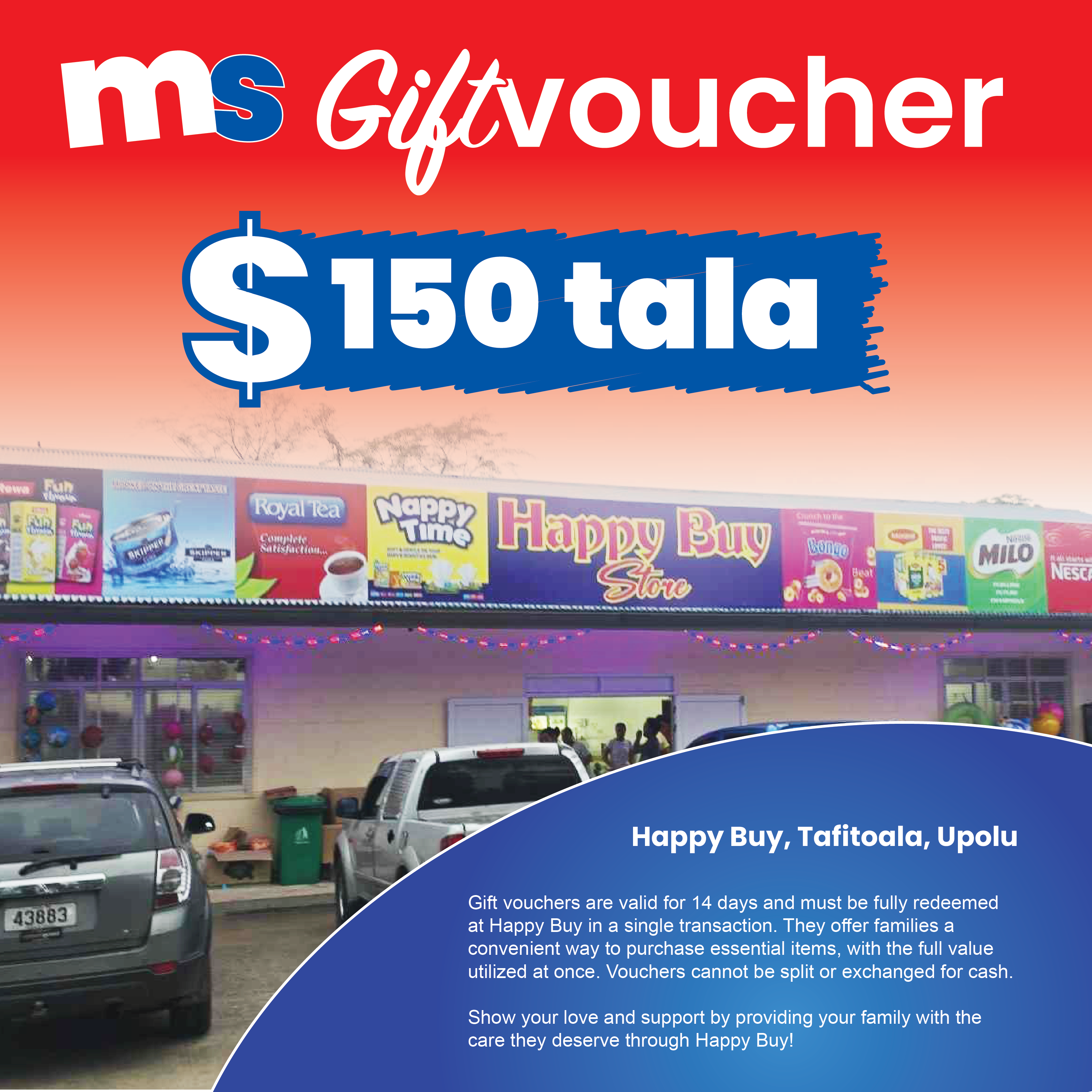 ST$150 Gift Voucher (Happy Buy - Tafitoala)