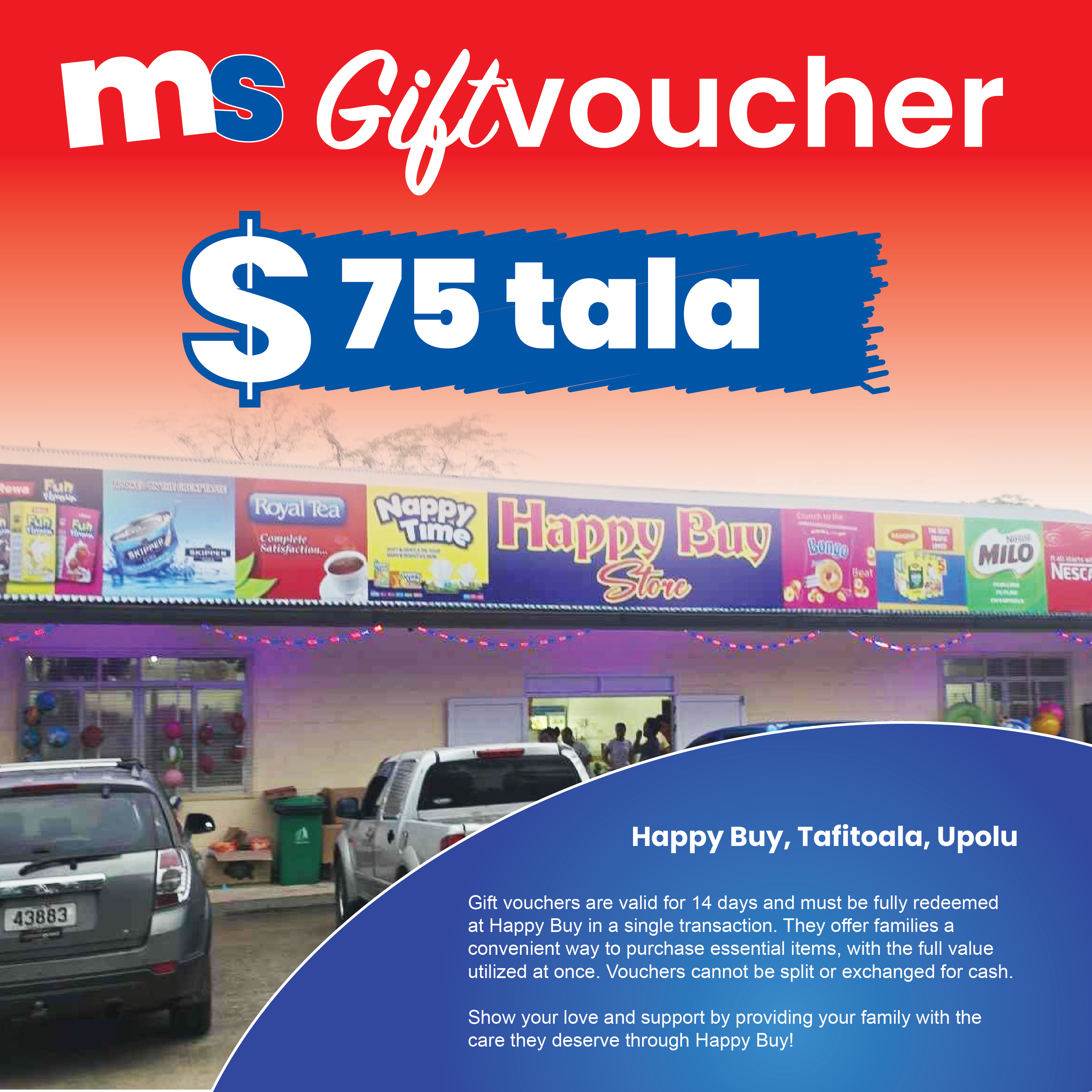 ST$75 Gift Voucher (Happy Buy - Tafitoala)