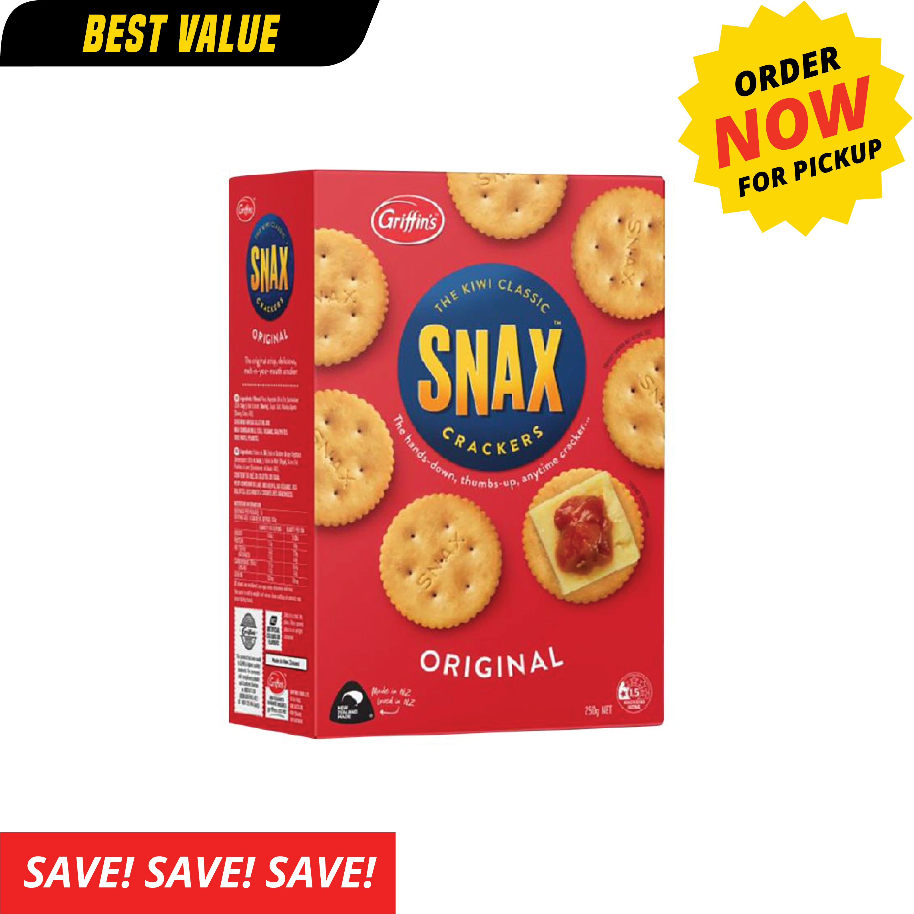 Snax Original Crackers 250g [ONLY AT TAUFUSI] "PICKUP FROM BARGAIN WHOLESALE"