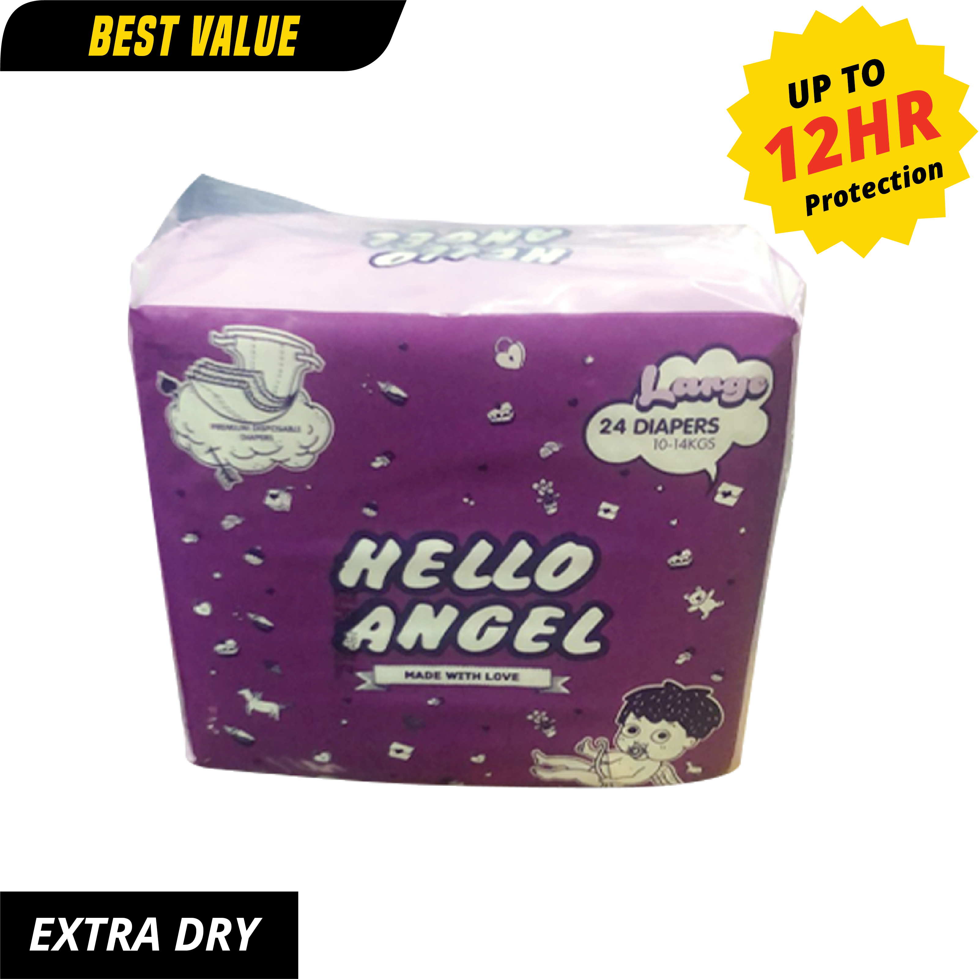 Hello Angel Diapers Nappies L - 24 Pack [ONLY AT TAUFUSI] "PICKUP FROM BARGAIN WHOLESALE"