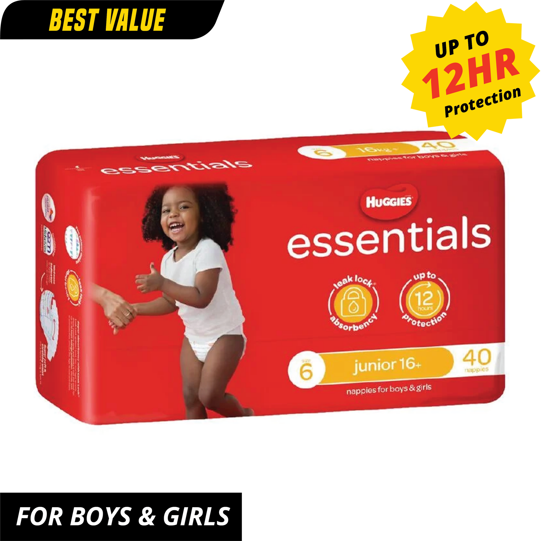 Huggies Essential Junior Nappies Size 6 - 40 Pack