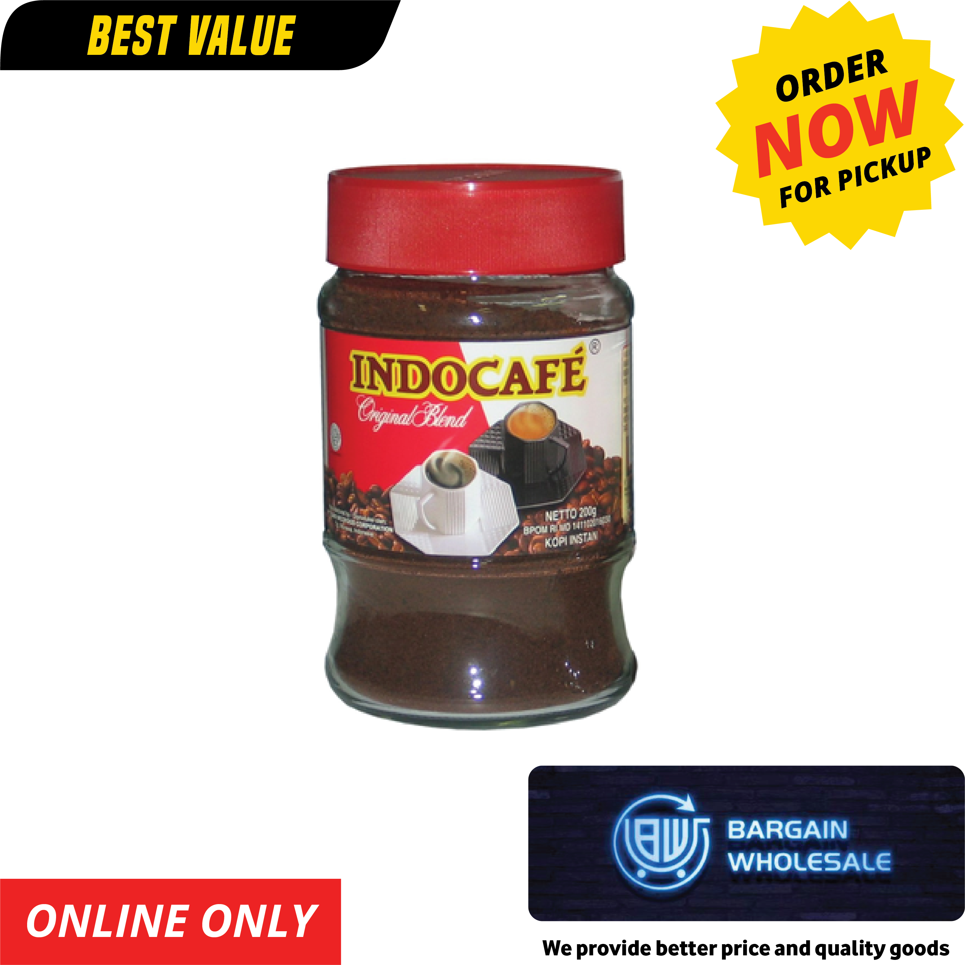 Indocafe Original Blend Instant, 200g [ONLY AT TAUFUSI] "PICKUP FROM BARGAIN WHOLESALE"