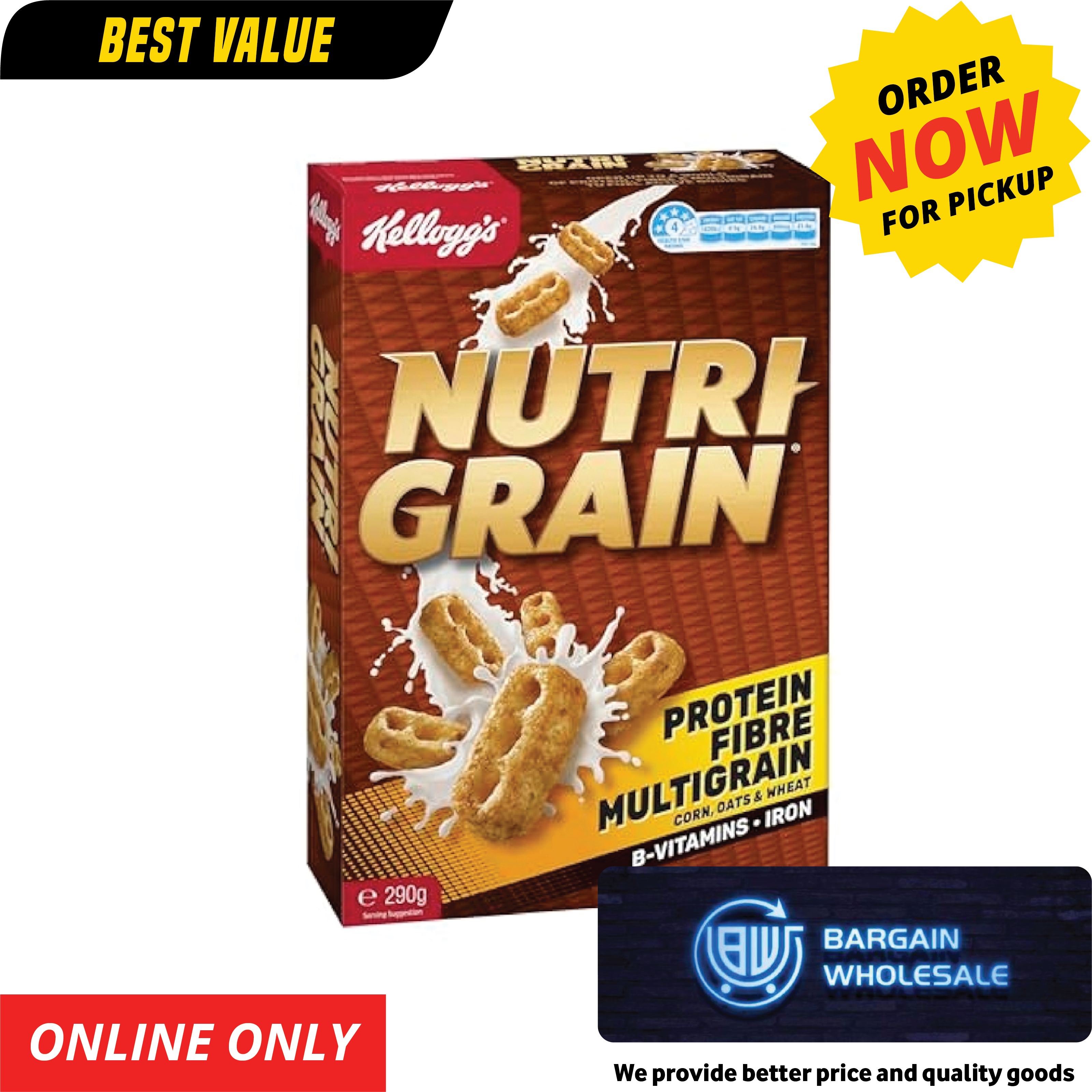 Kellogg's Nutri-Grain 290g [ONLY AT TAUFUSI] "PICKUP FROM BARGAIN WHOLESALE"